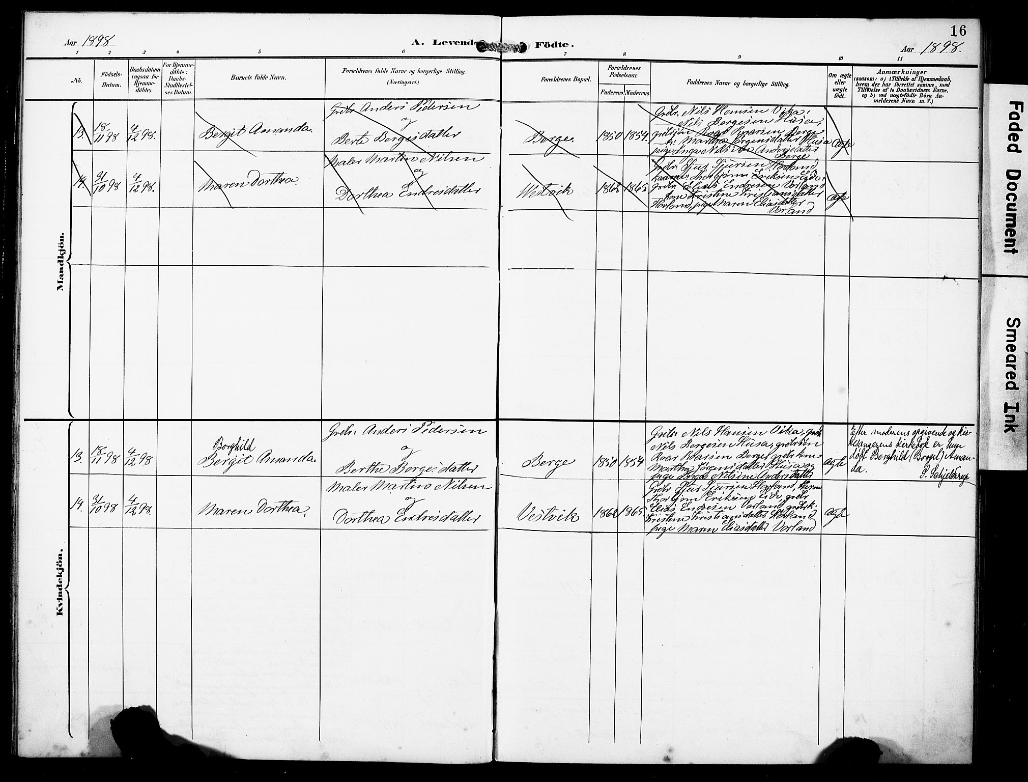 Finnås sokneprestembete, AV/SAB-A-99925/H/Ha/Haa/Haad/L0002: Parish register (official) no. D 2, 1895-1906, p. 16