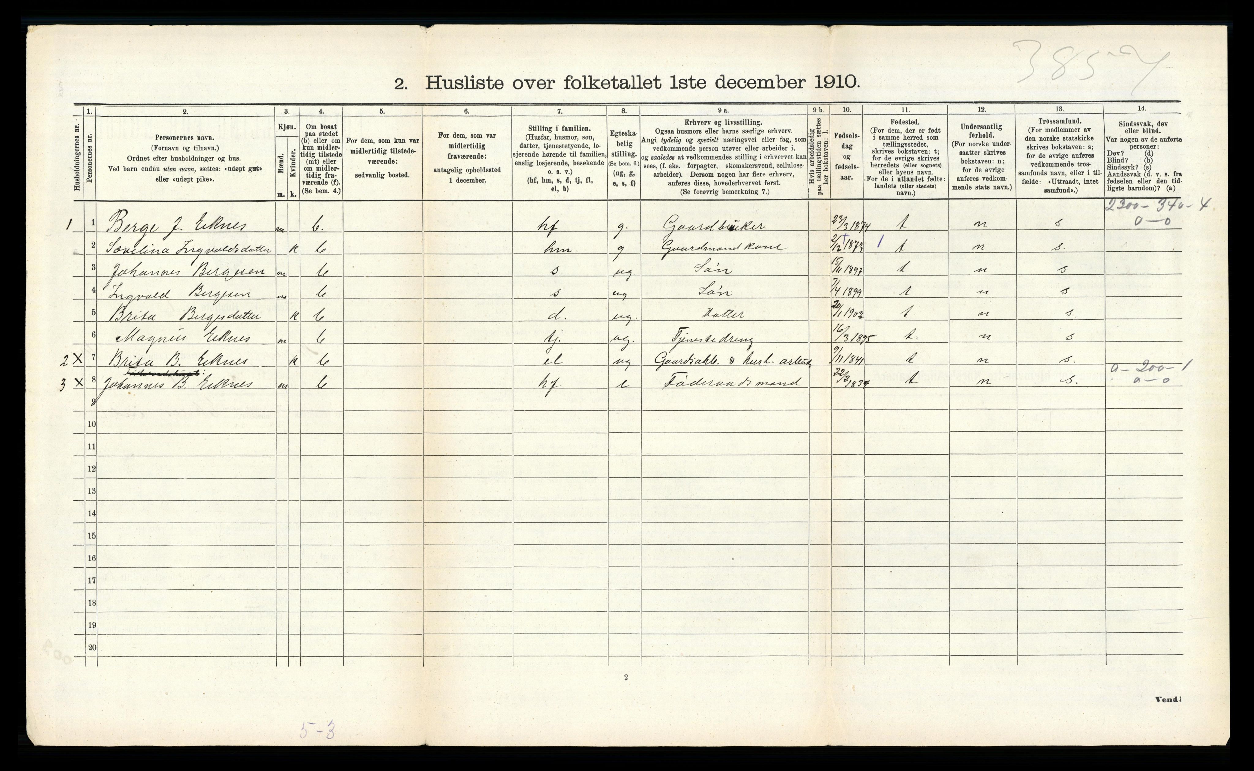 RA, 1910 census for Hosanger, 1910, p. 781