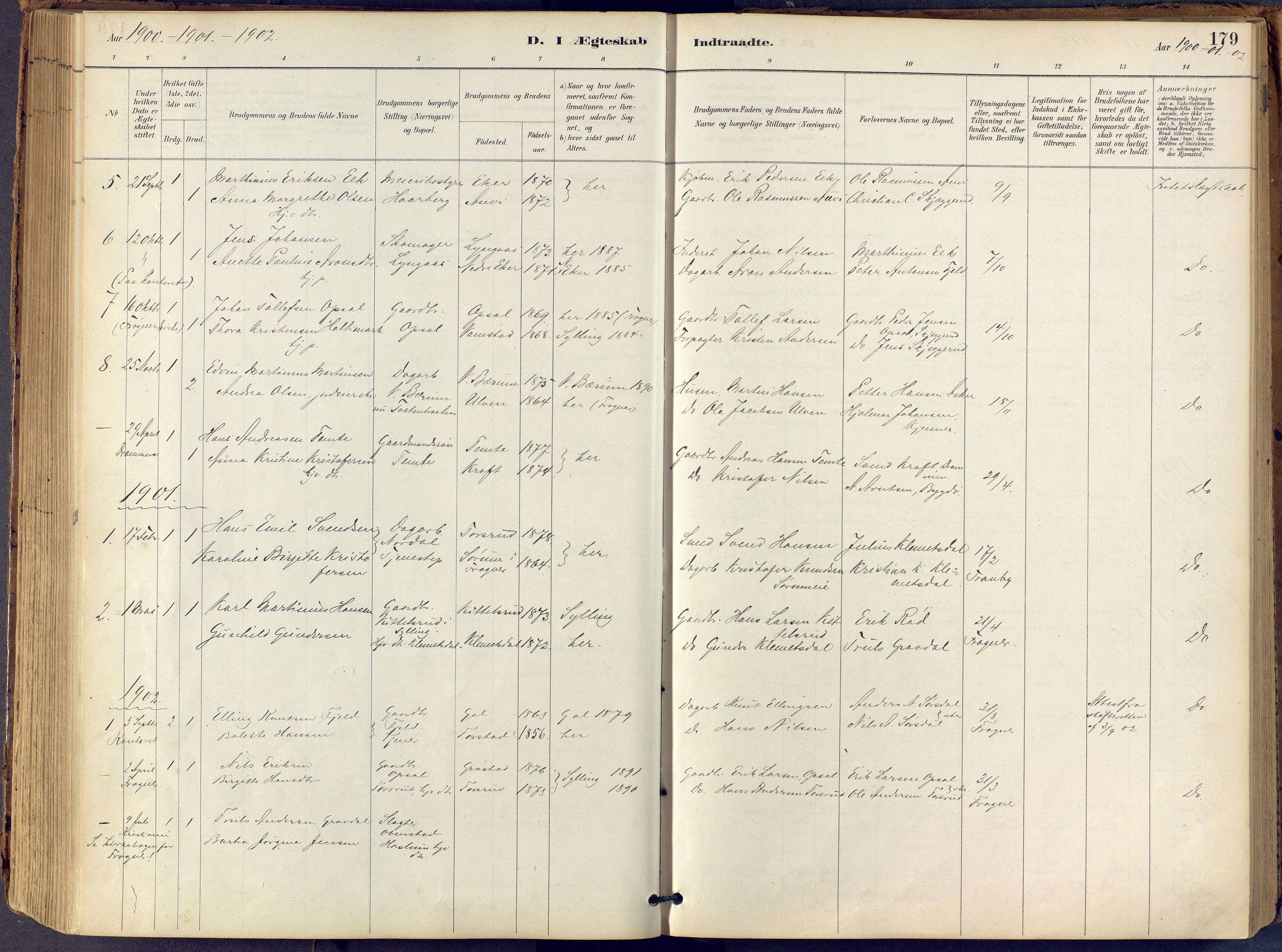 Lier kirkebøker, SAKO/A-230/F/Fb/L0001: Parish register (official) no. II 1, 1883-1910, p. 179