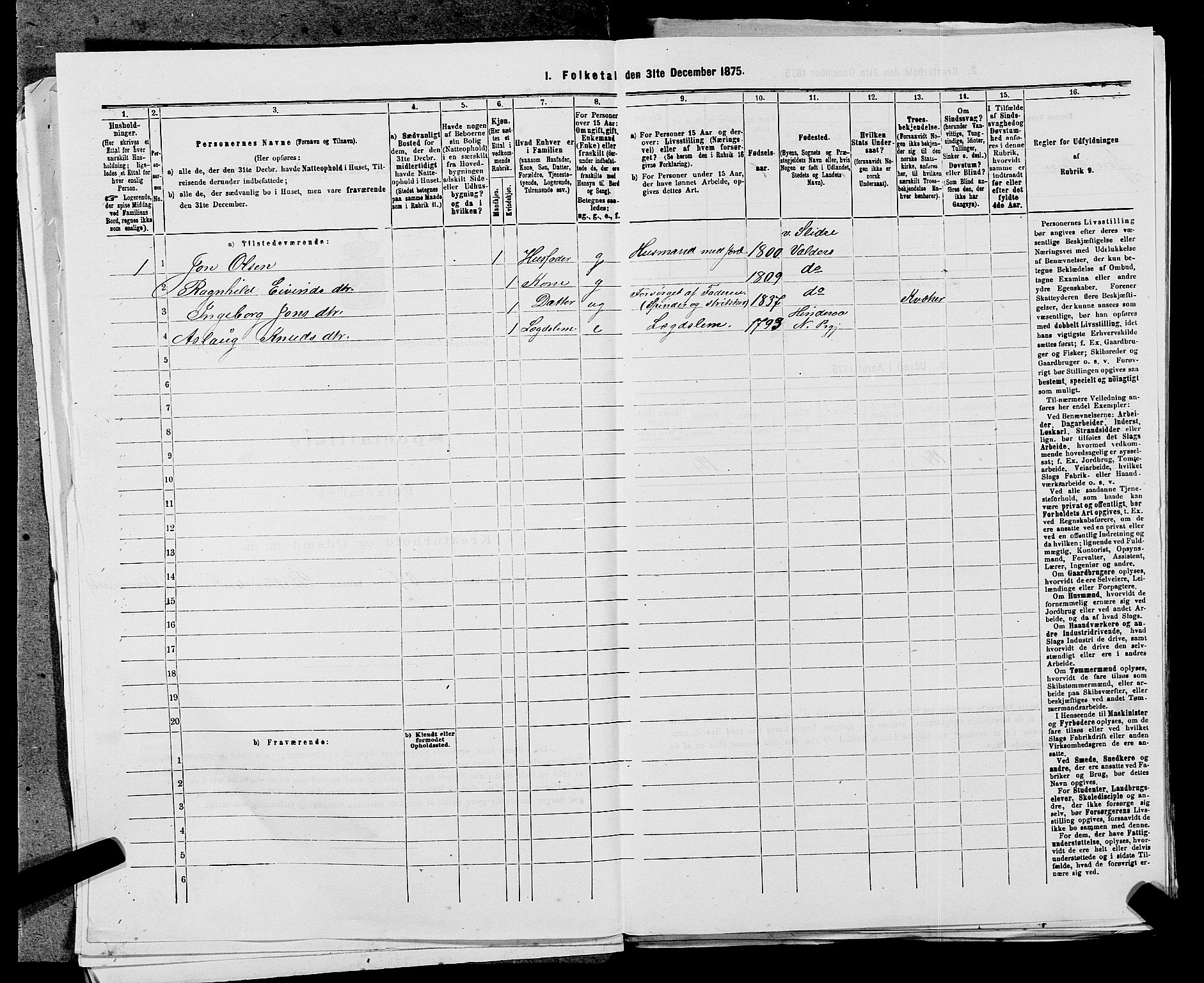 SAST, 1875 census for 1139P Nedstrand, 1875, p. 492