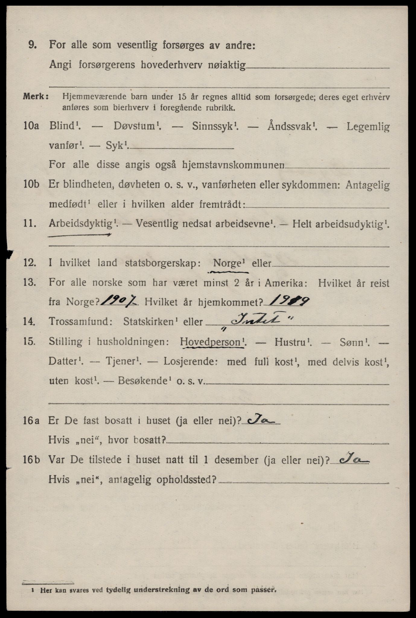 SAK, 1920 census for Dypvåg, 1920, p. 1308