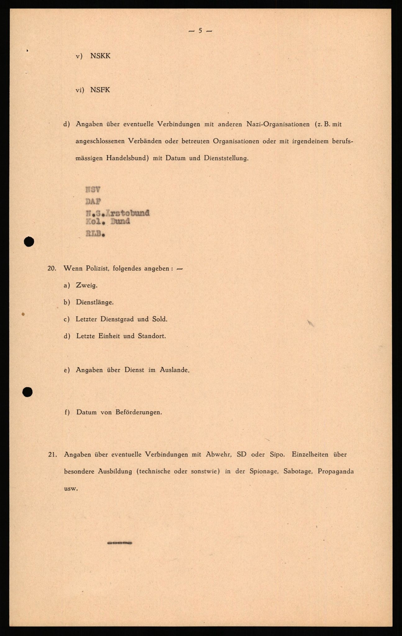 Forsvaret, Forsvarets overkommando II, RA/RAFA-3915/D/Db/L0040: CI Questionaires. Tyske okkupasjonsstyrker i Norge. Østerrikere., 1945-1946, p. 206