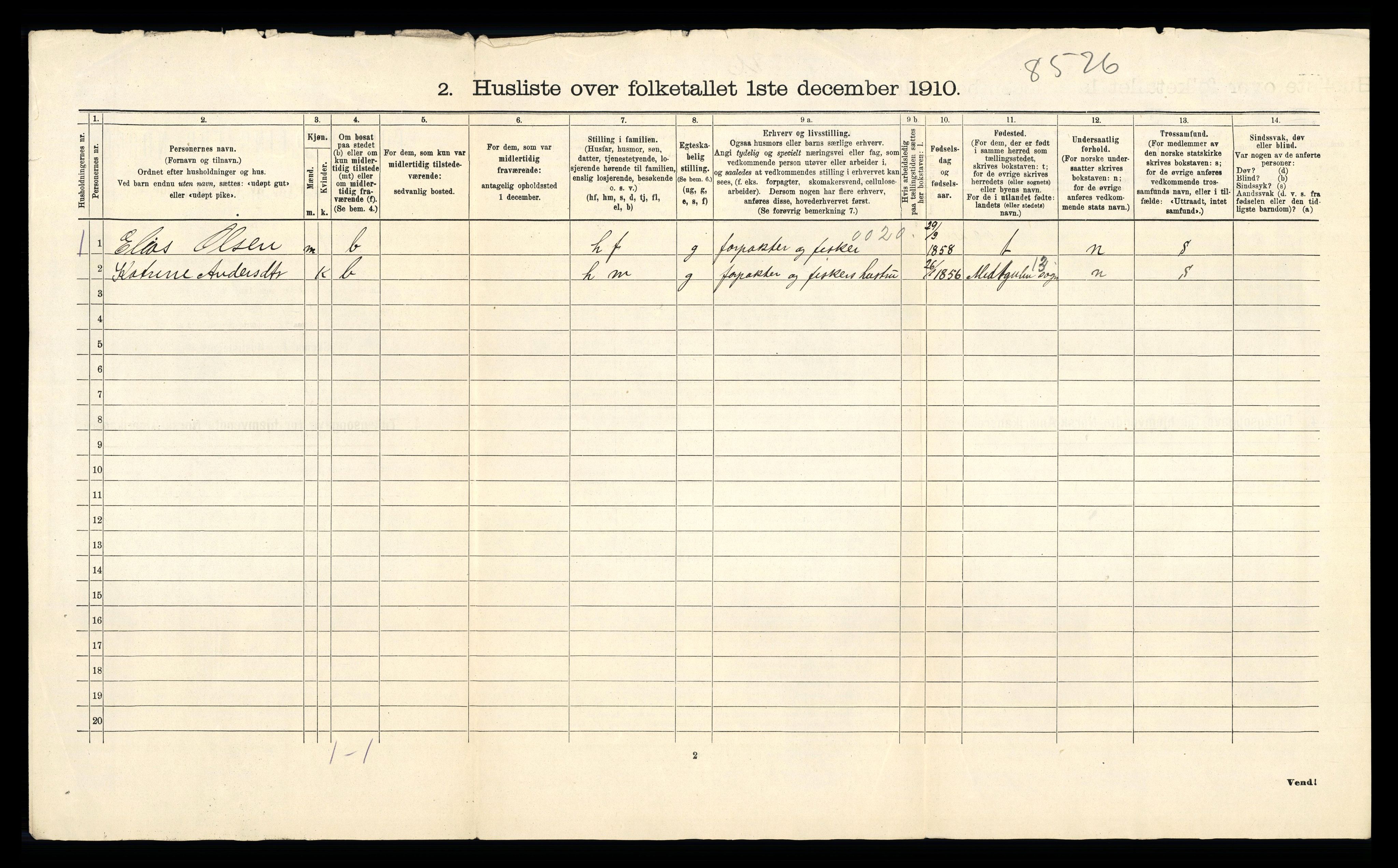 RA, 1910 census for Kinn, 1910, p. 109