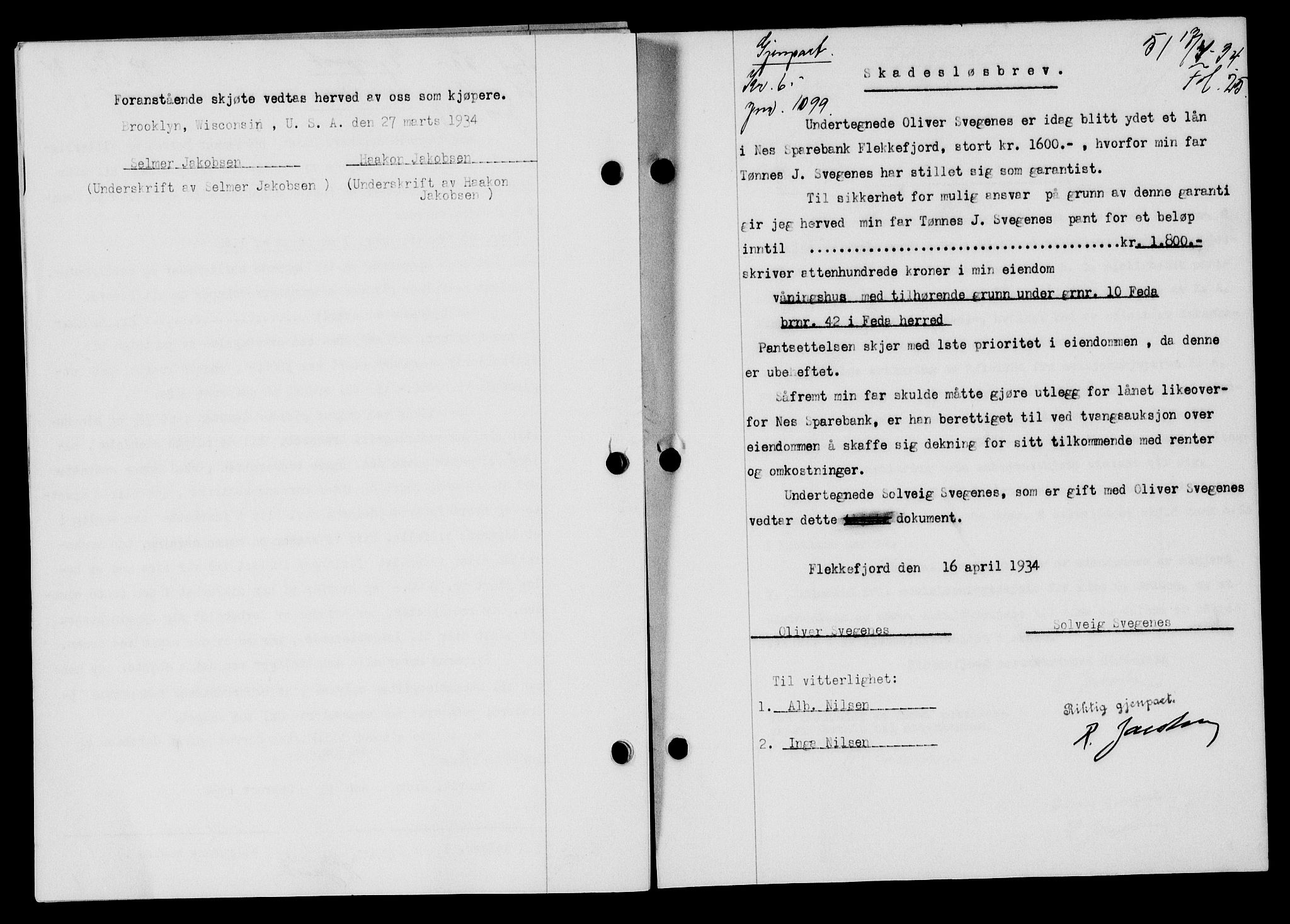 Flekkefjord sorenskriveri, SAK/1221-0001/G/Gb/Gba/L0051: Mortgage book no. 47, 1934-1935, Deed date: 08.05.1934