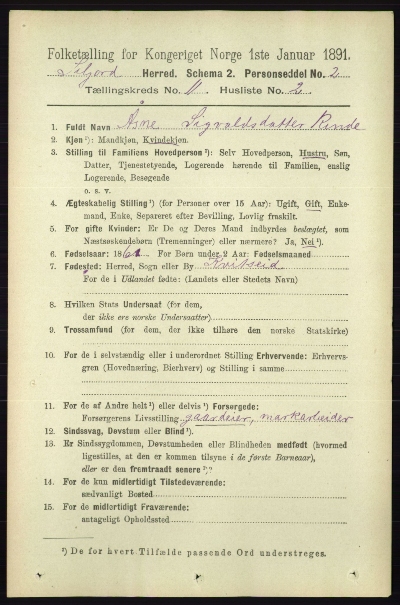 RA, 1891 census for 0828 Seljord, 1891, p. 3789