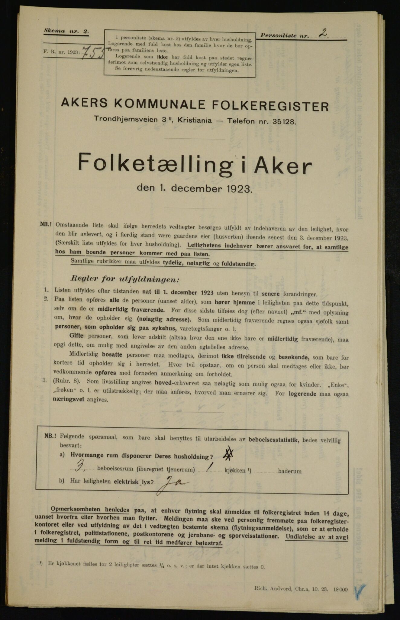 , Municipal Census 1923 for Aker, 1923, p. 41275