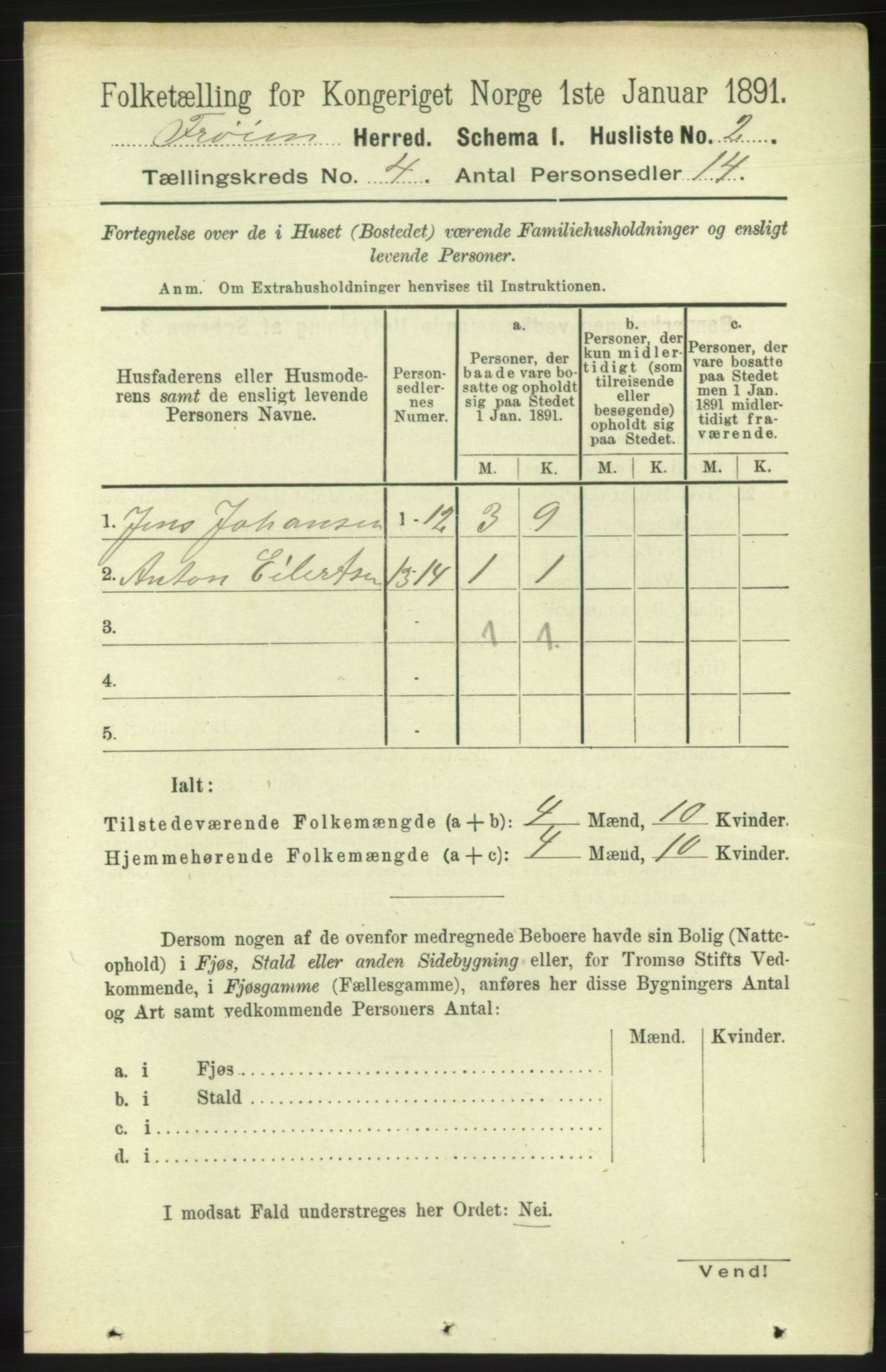 RA, 1891 census for 1619 Frøya, 1891, p. 2875