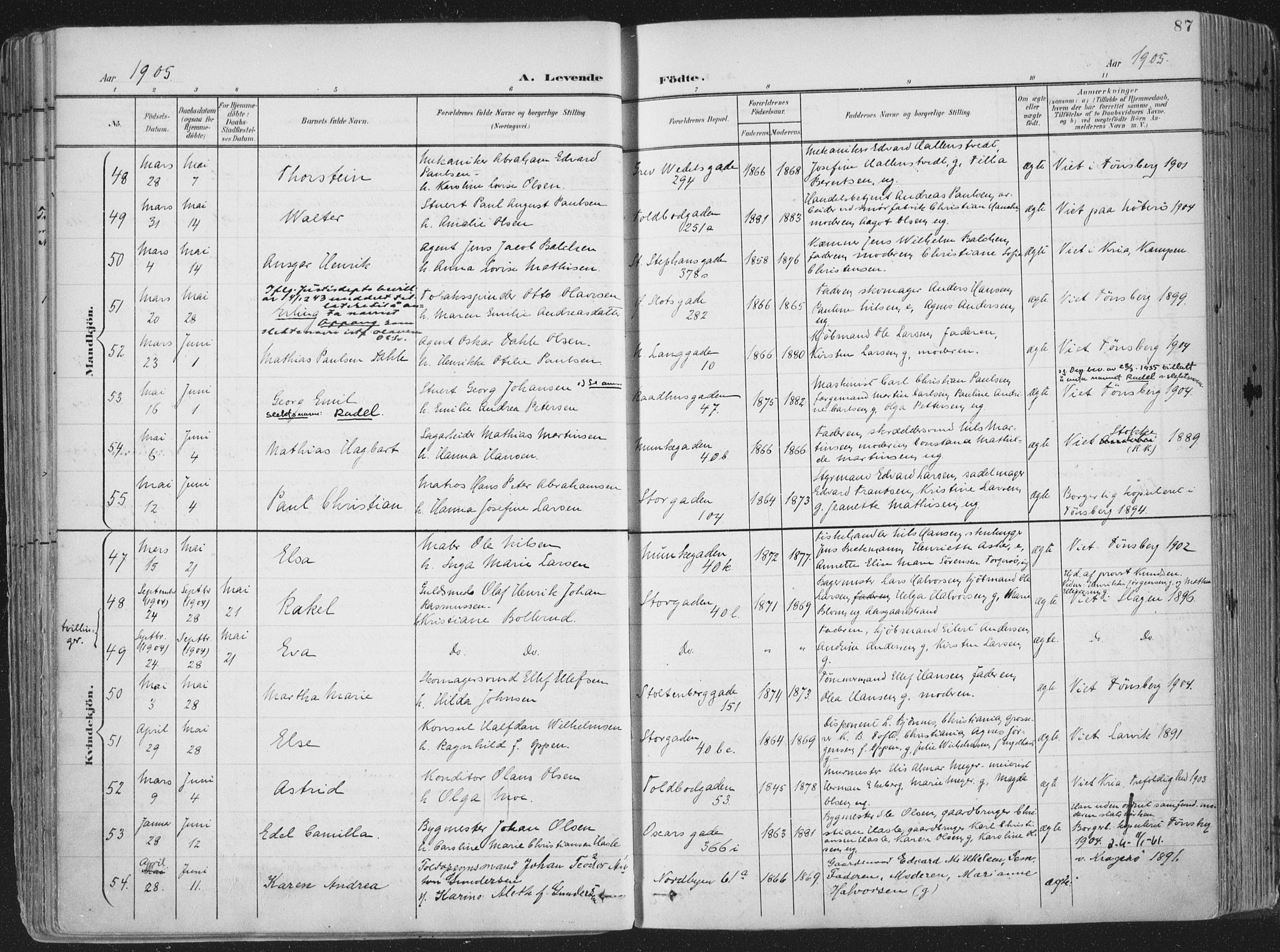 Tønsberg kirkebøker, SAKO/A-330/F/Fa/L0014: Parish register (official) no. I 14, 1900-1913, p. 87