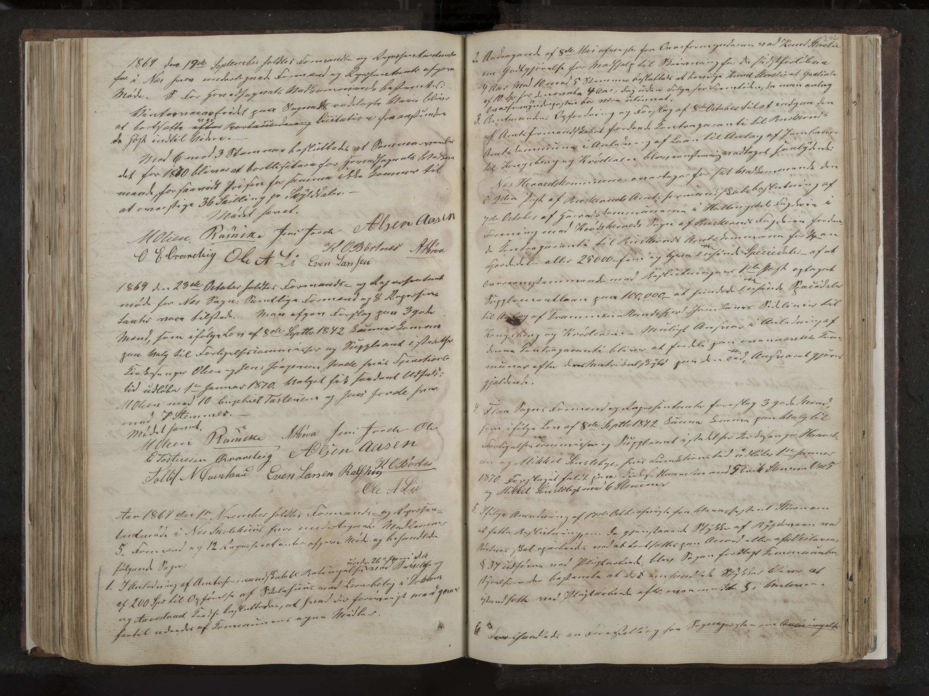 Nes formannskap og sentraladministrasjon, IKAK/0616021-1/A/Aa/L0001: Møtebok med register, 1838-1875, p. 202