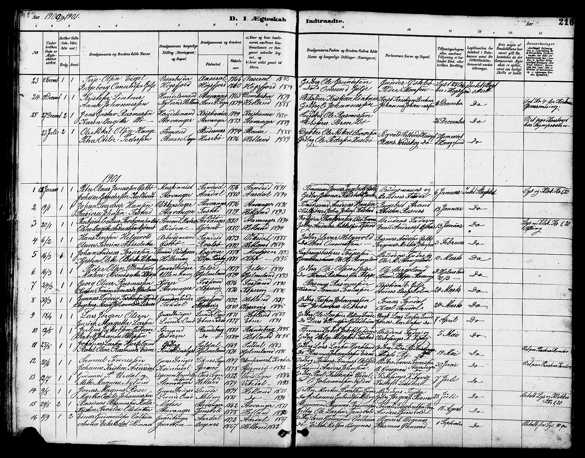 Hetland sokneprestkontor, SAST/A-101826/30/30BB/L0005: Parish register (copy) no. B 5, 1878-1910, p. 216