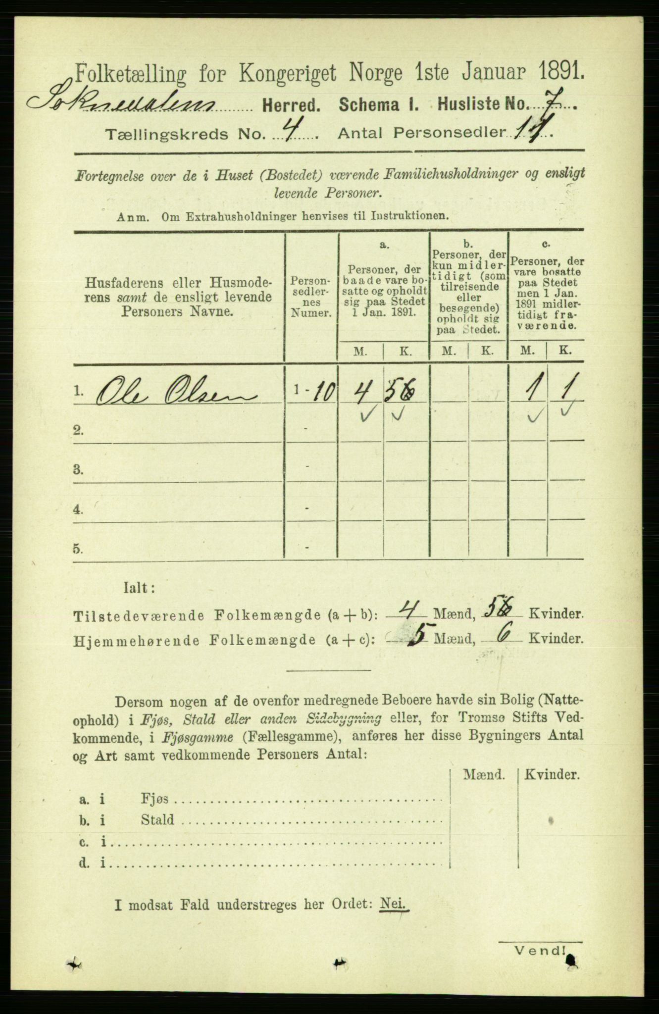 RA, 1891 census for 1649 Soknedal, 1891, p. 1532