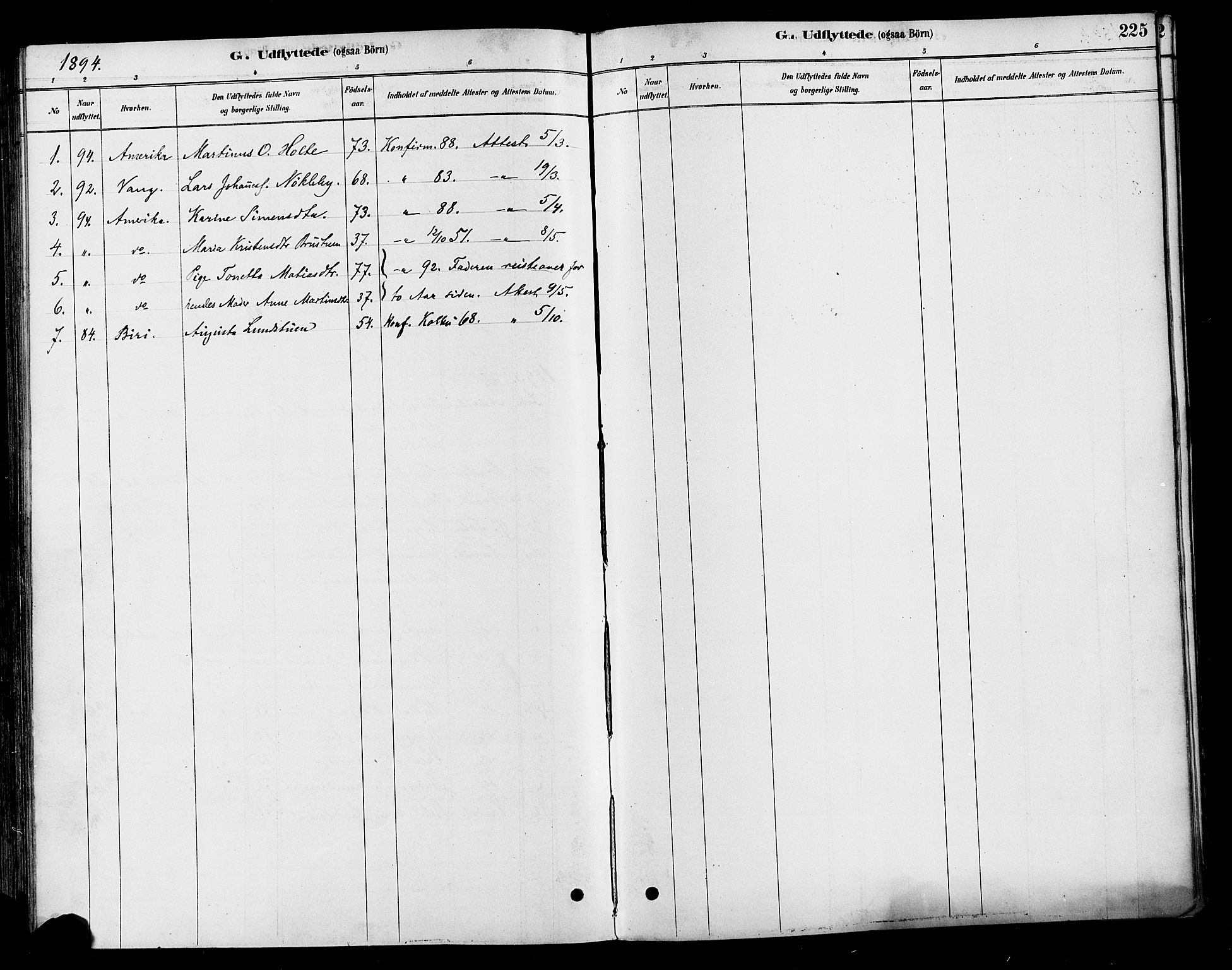 Vestre Toten prestekontor, SAH/PREST-108/H/Ha/Haa/L0010: Parish register (official) no. 10, 1878-1894, p. 225