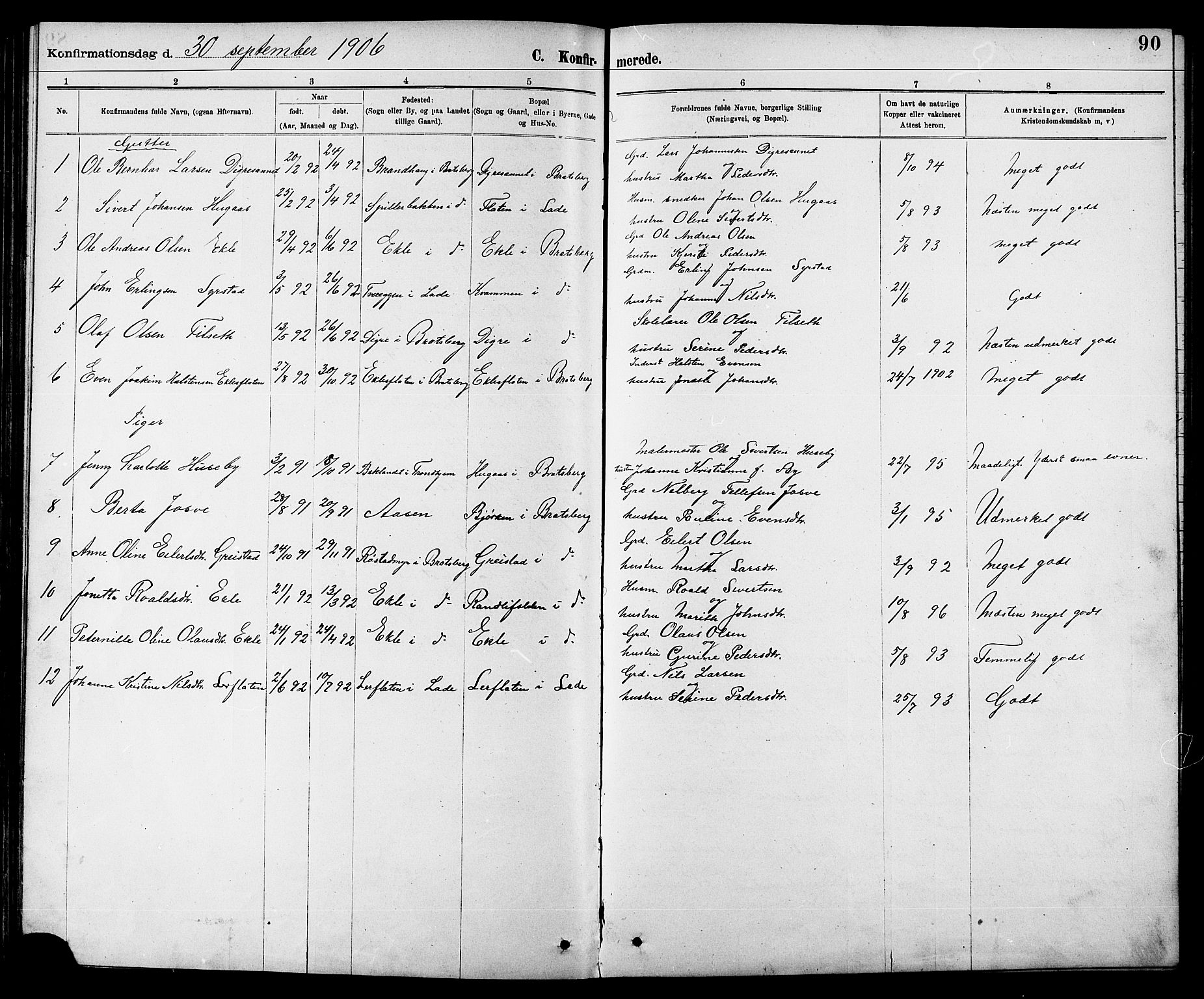 Ministerialprotokoller, klokkerbøker og fødselsregistre - Sør-Trøndelag, AV/SAT-A-1456/608/L0341: Parish register (copy) no. 608C07, 1890-1912, p. 90