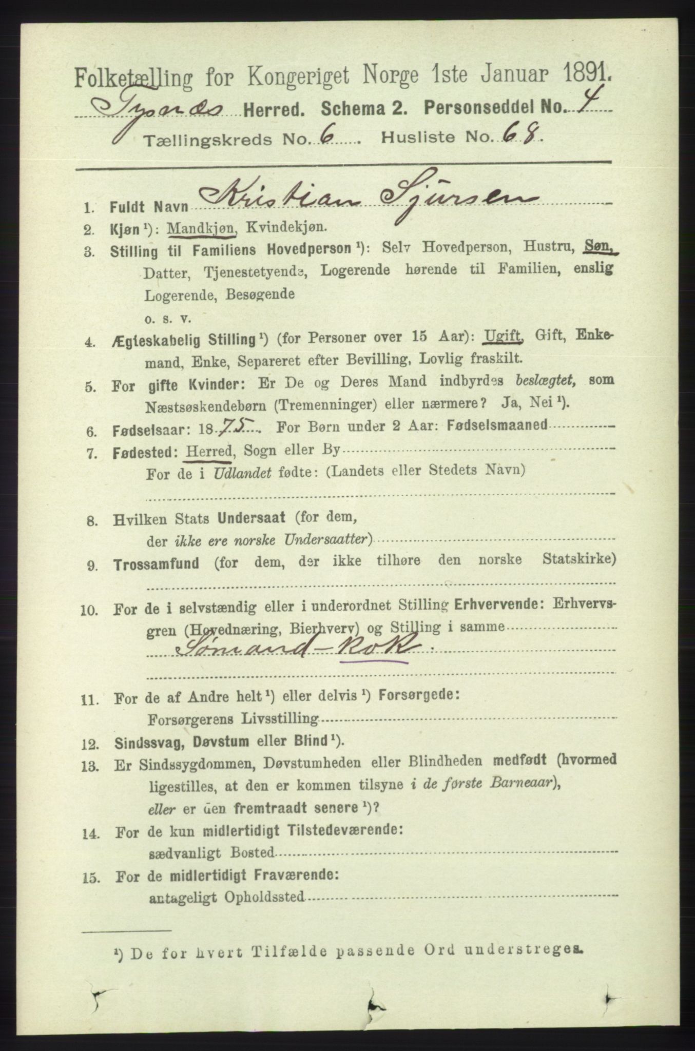 RA, 1891 census for 1223 Tysnes, 1891, p. 2752