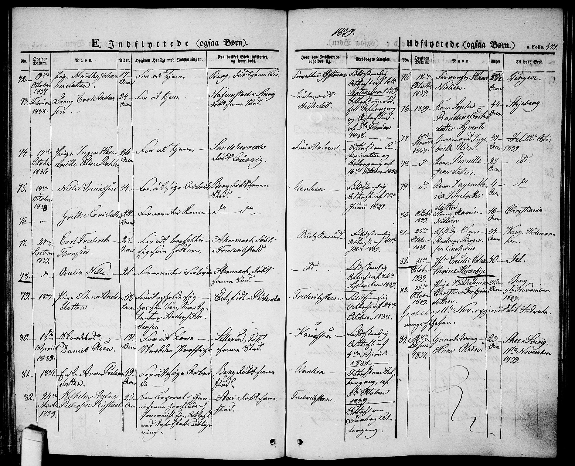 Halden prestekontor Kirkebøker, SAO/A-10909/G/Ga/L0003: Parish register (copy) no. 3, 1834-1844, p. 481