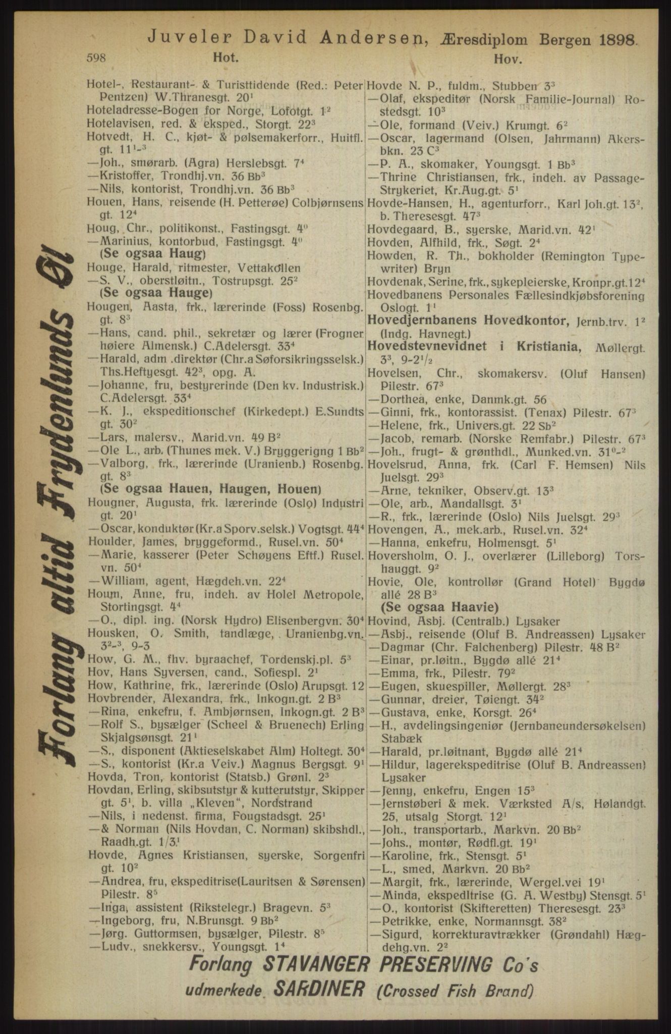 Kristiania/Oslo adressebok, PUBL/-, 1914, p. 598