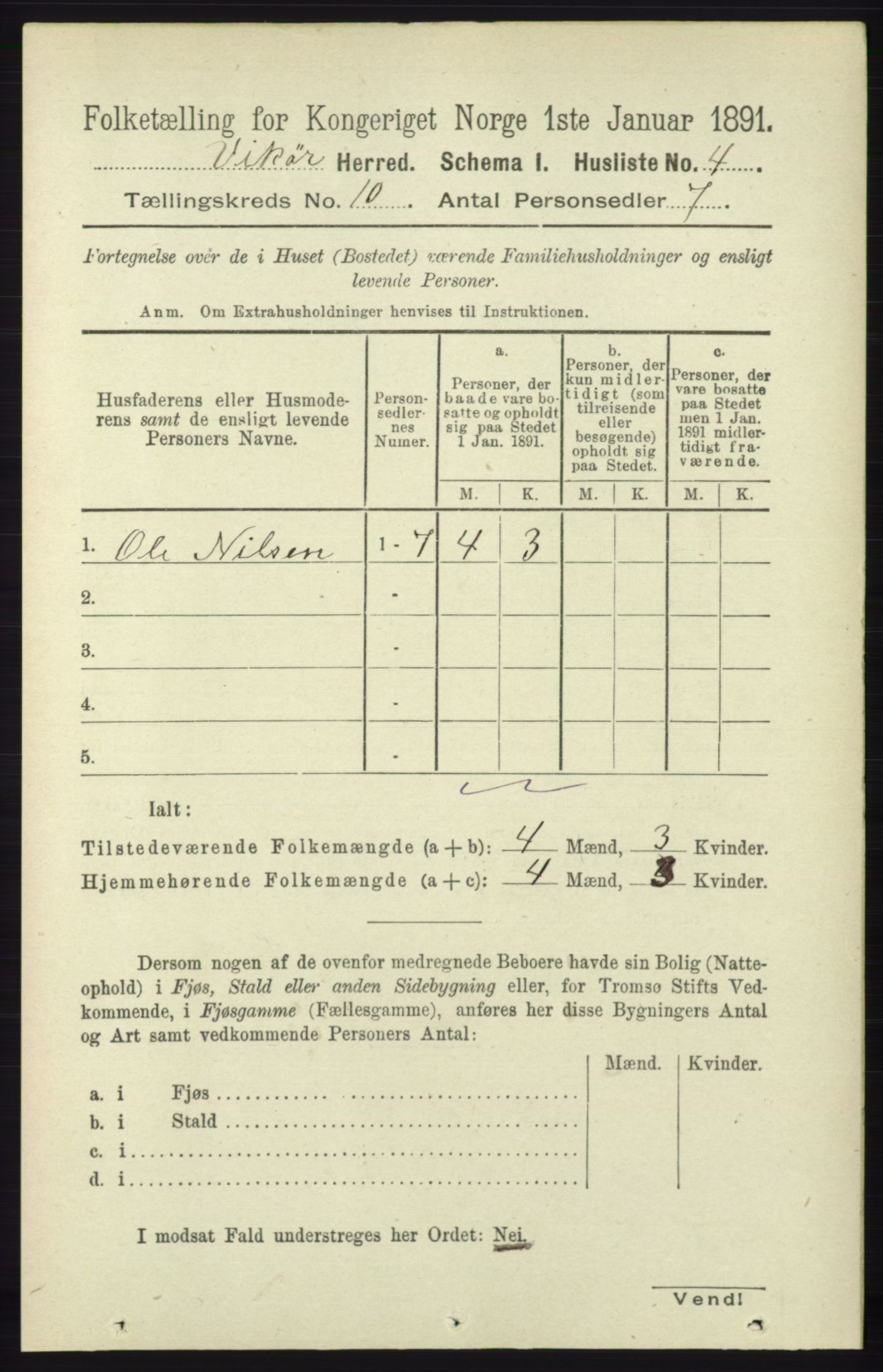 RA, 1891 census for 1238 Vikør, 1891, p. 2905