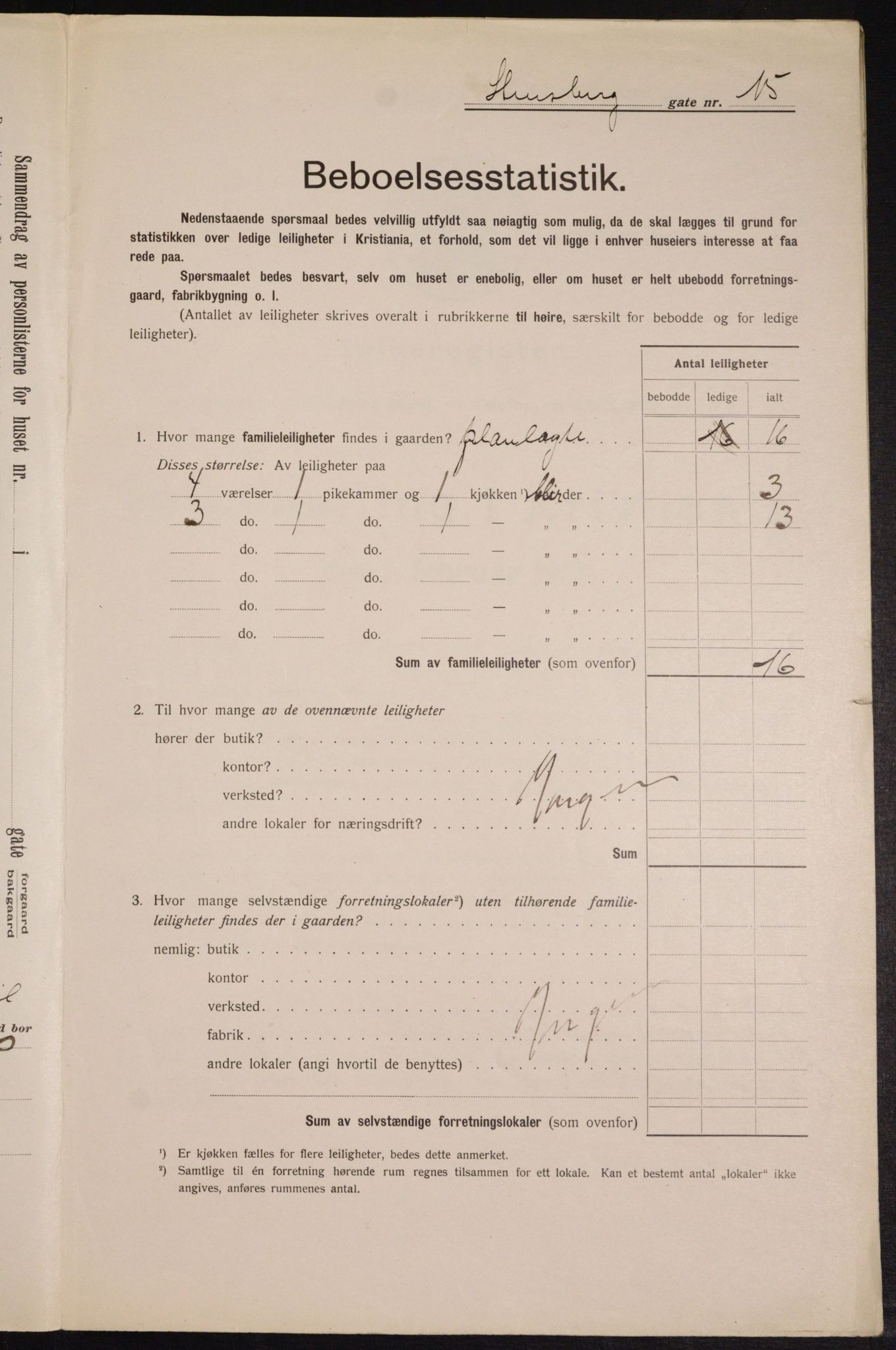 OBA, Municipal Census 1913 for Kristiania, 1913, p. 101616