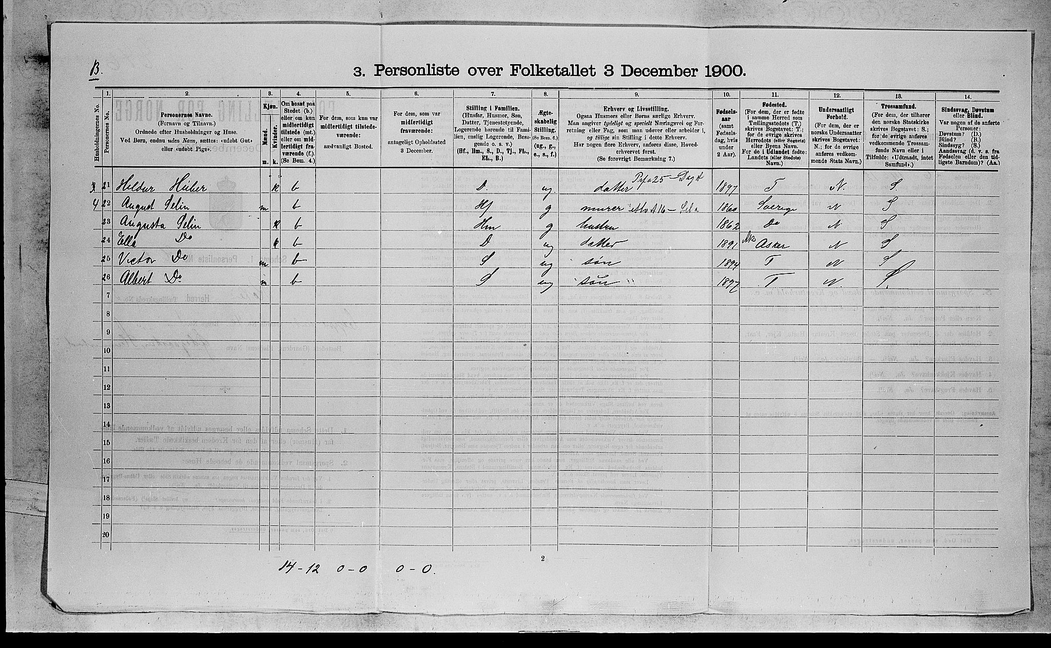 RA, 1900 census for Røyken, 1900, p. 764