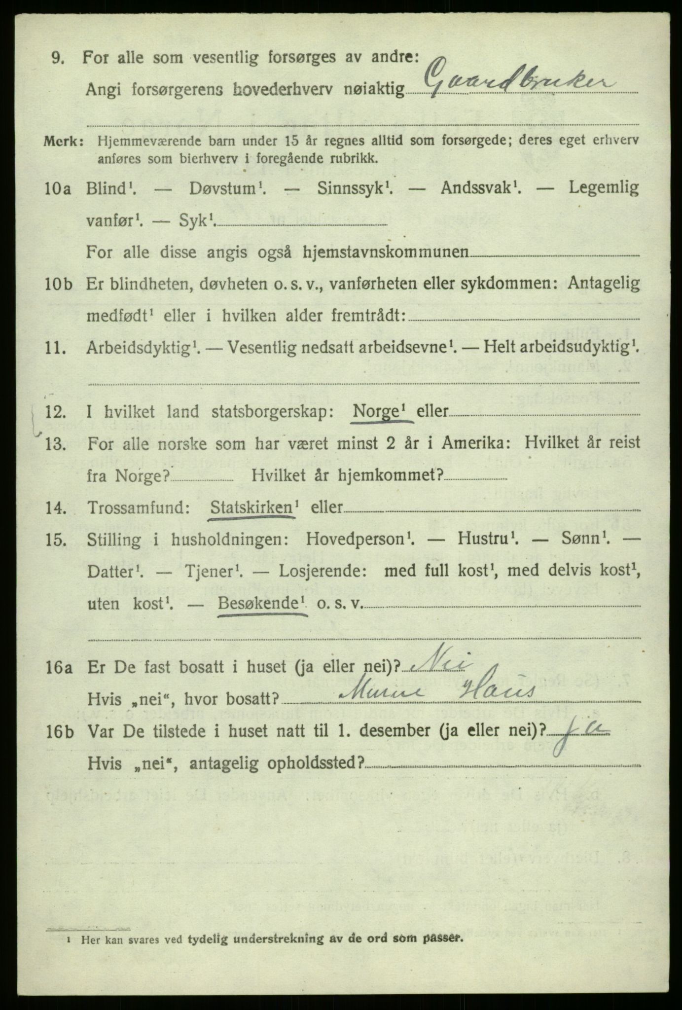 SAB, 1920 census for Haus, 1920, p. 4586