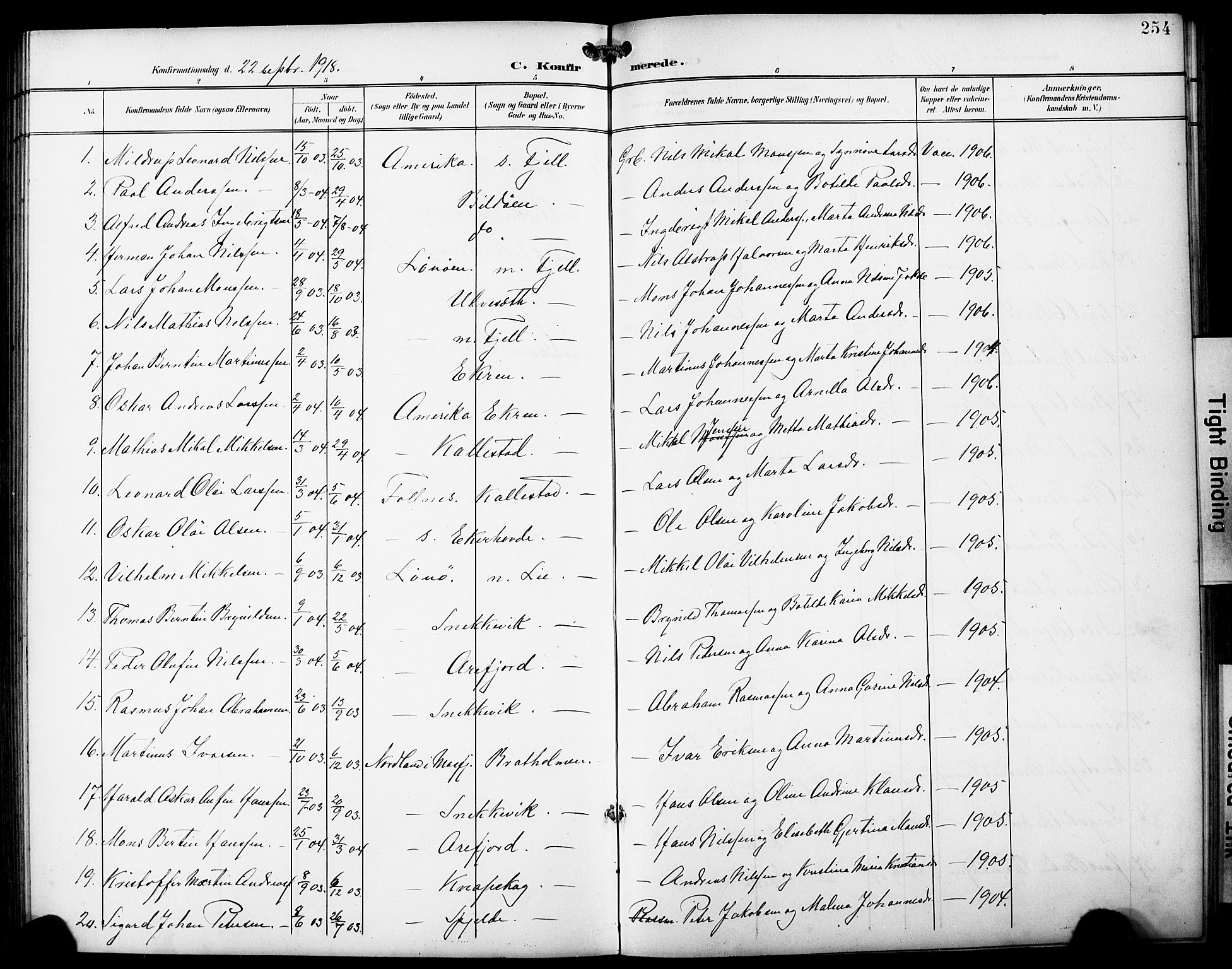 Fjell sokneprestembete, SAB/A-75301/H/Hab: Parish register (copy) no. A 5, 1899-1918, p. 254