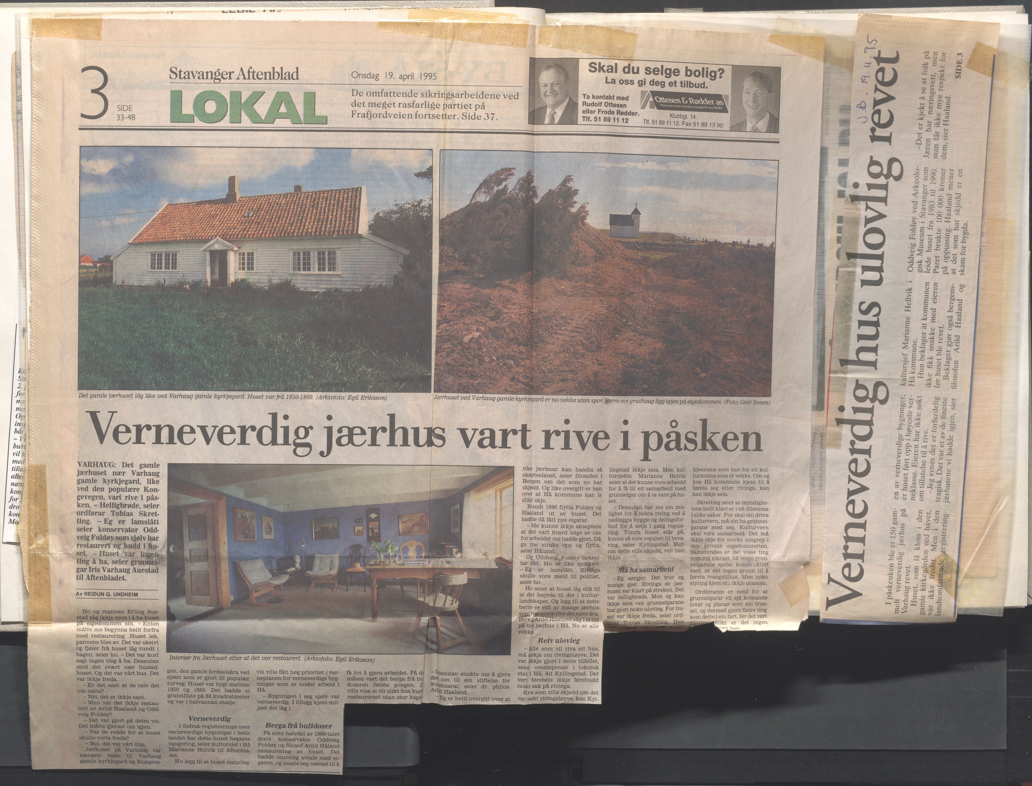 Hå kommune - Kulturetaten, IKAR/A-304/Ub/Ubc/L0009: Avisutklipp - Diverse, 1995