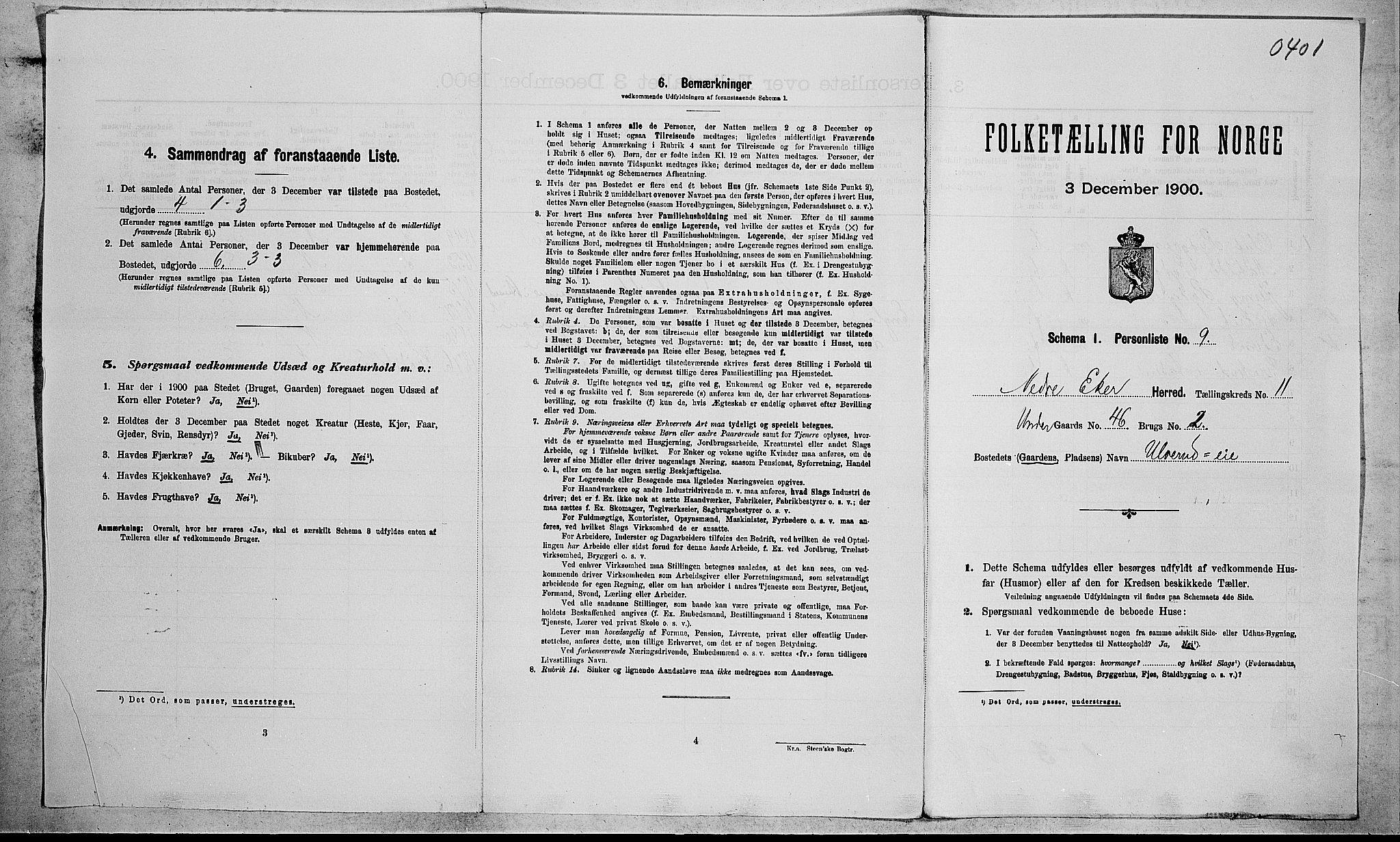 RA, 1900 census for Nedre Eiker, 1900, p. 1408