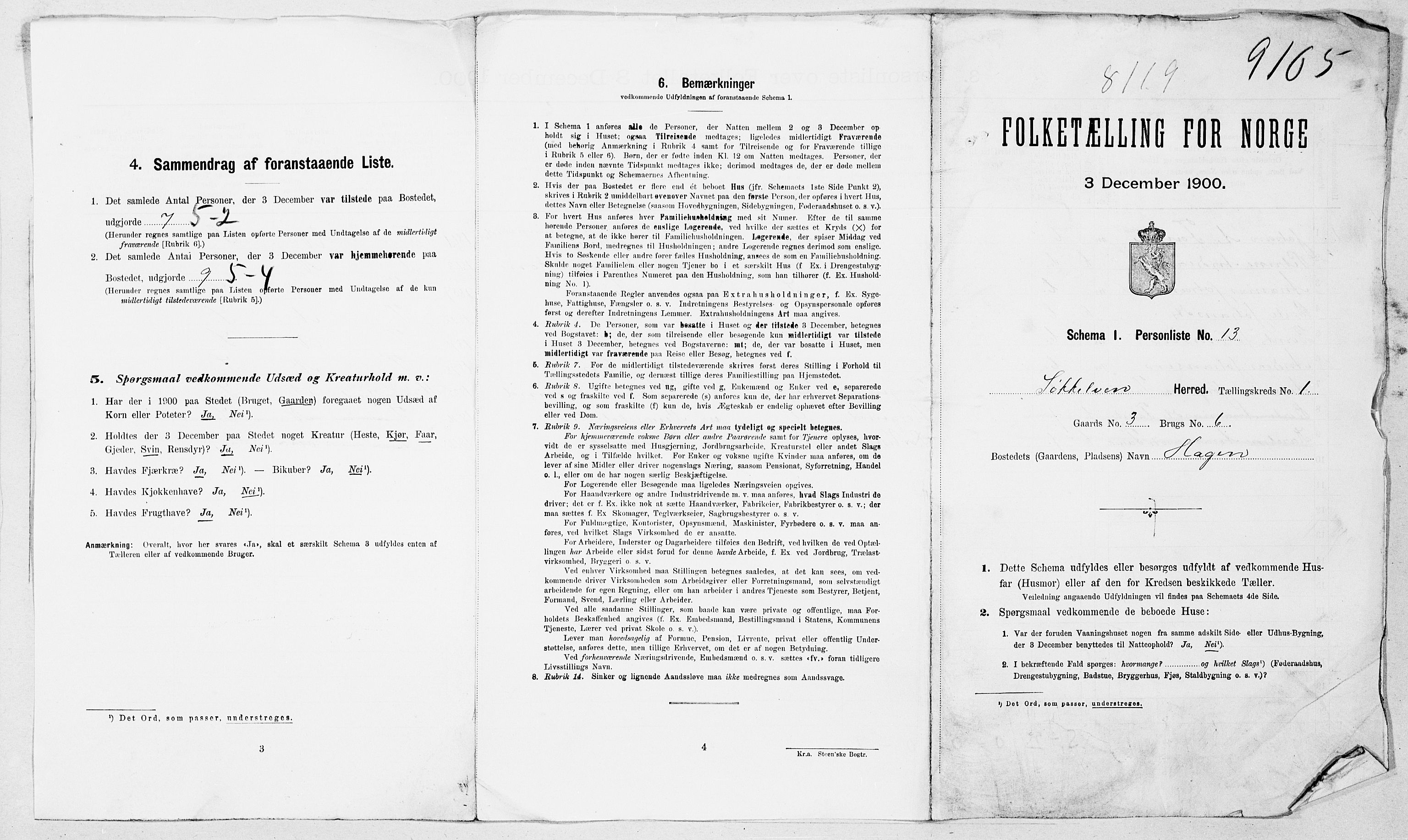 SAT, 1900 census for Sykkylven, 1900, p. 20