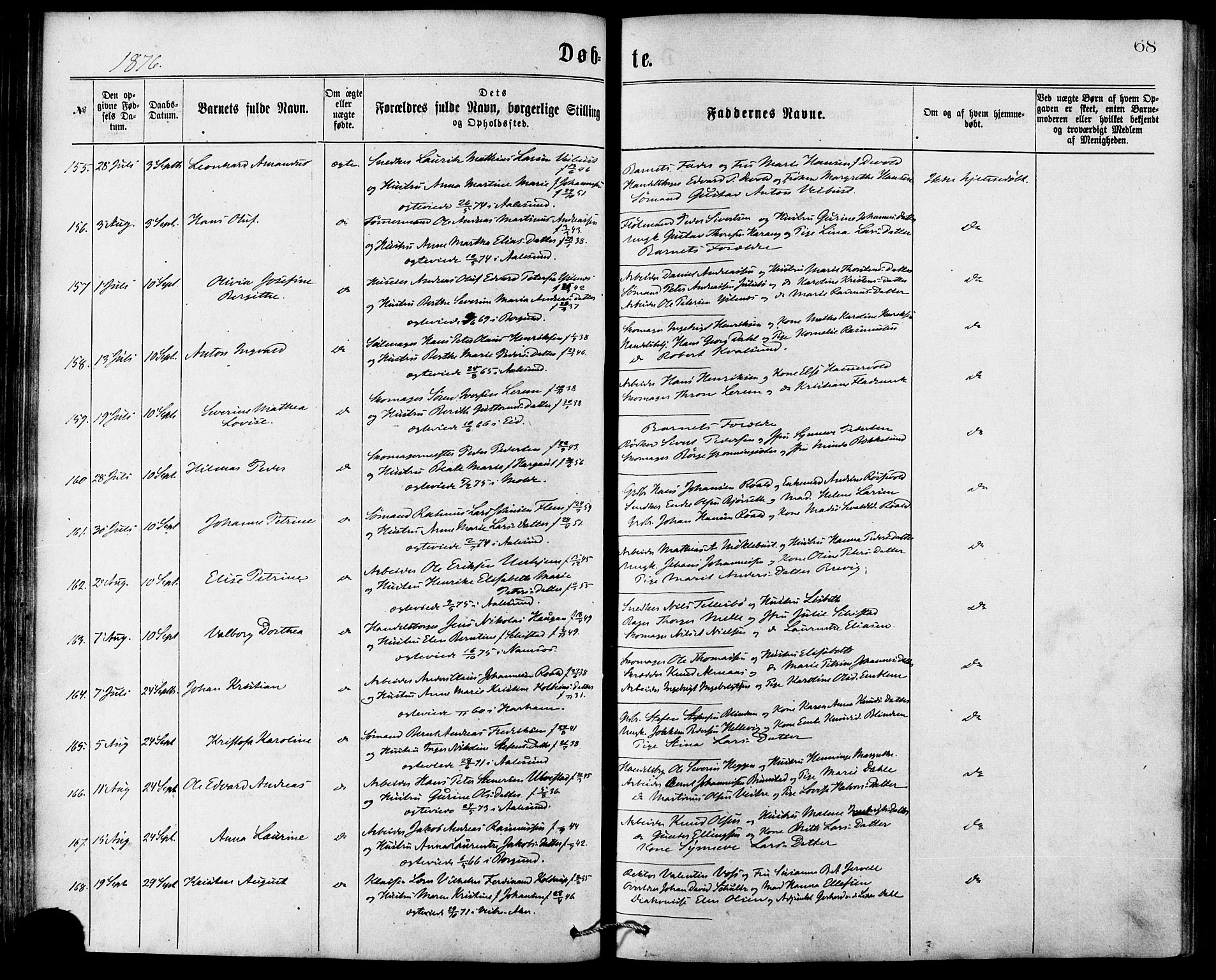 Ministerialprotokoller, klokkerbøker og fødselsregistre - Møre og Romsdal, AV/SAT-A-1454/529/L0453: Parish register (official) no. 529A03, 1872-1877, p. 68