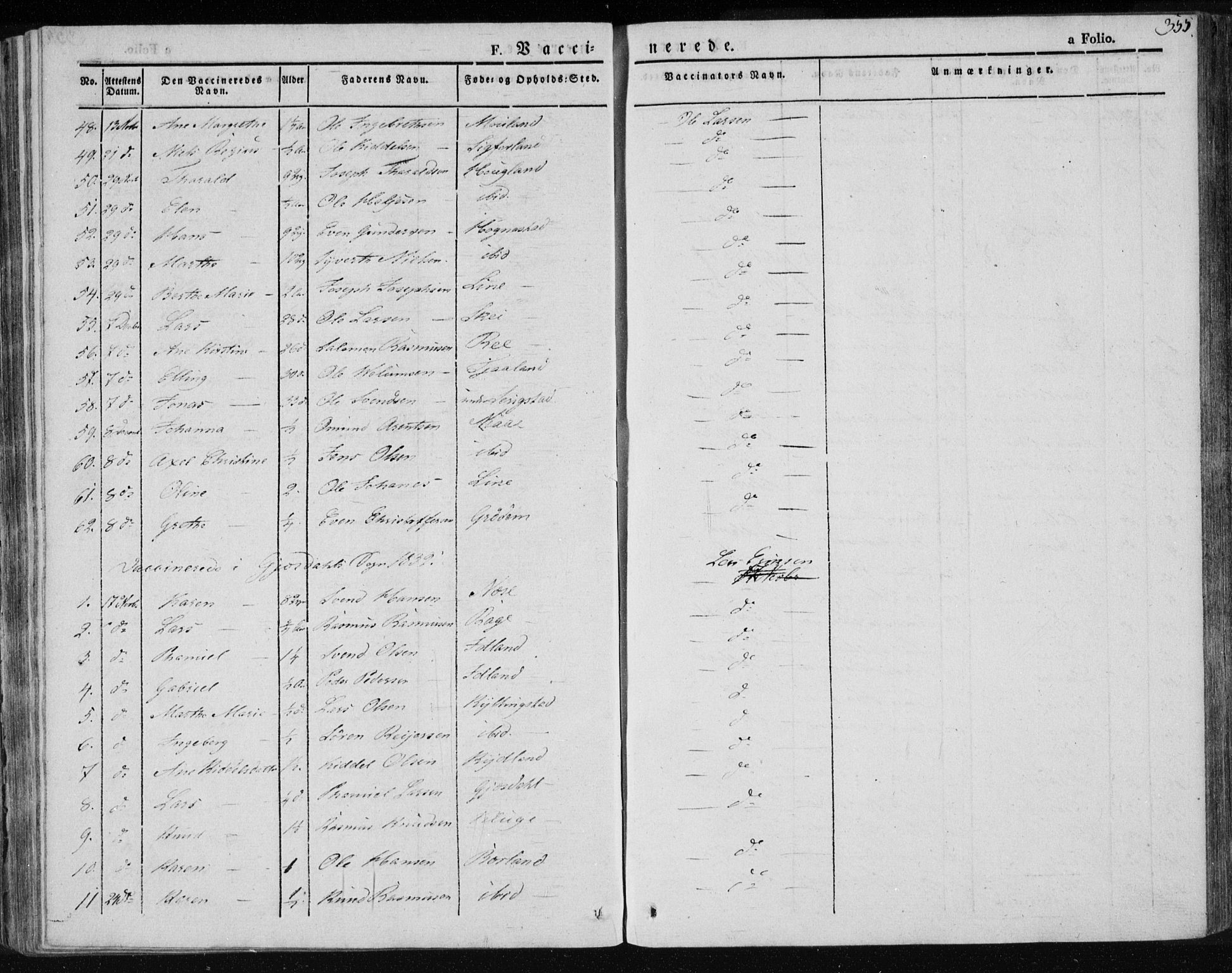 Lye sokneprestkontor, AV/SAST-A-101794/001/30BA/L0004: Parish register (official) no. A 4, 1826-1841, p. 355