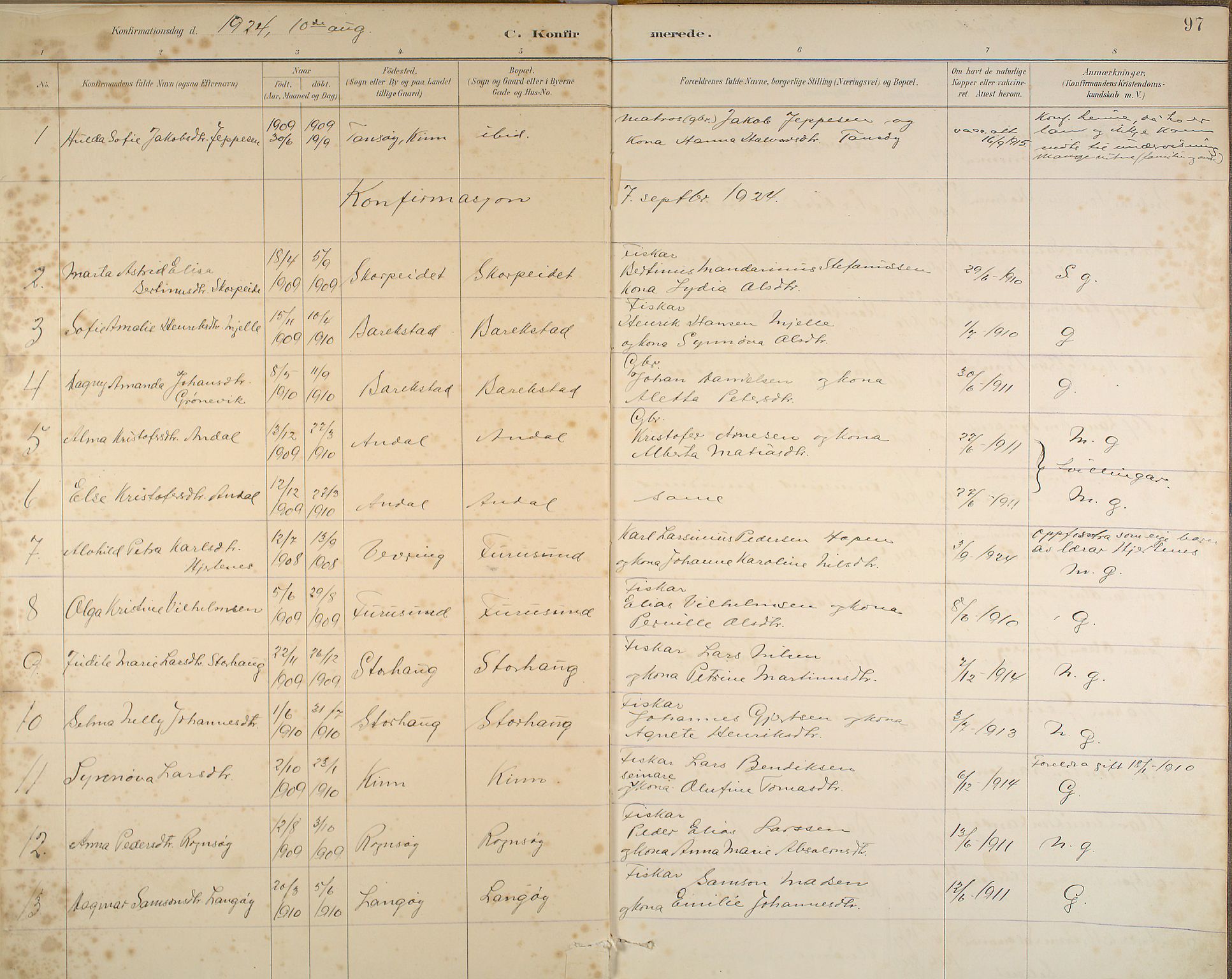 Kinn sokneprestembete, SAB/A-80801/H/Haa/Haab/L0006: Parish register (official) no. B 6, 1883-1925, p. 97