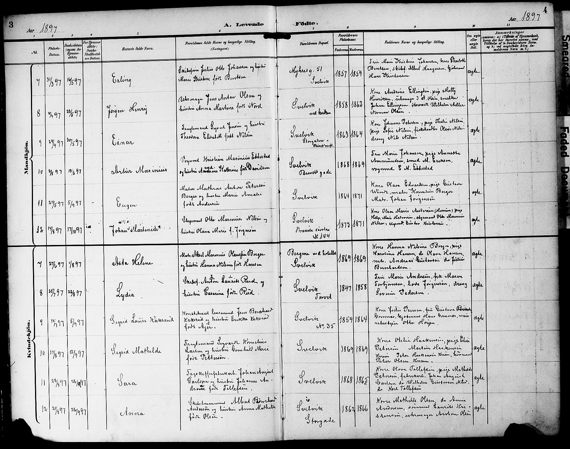 Strømm kirkebøker, AV/SAKO-A-322/G/Gb/L0002: Parish register (copy) no. II 2, 1897-1928, p. 3-4