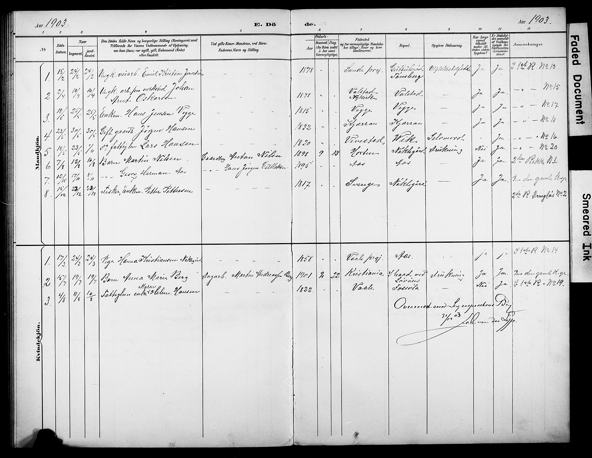 Borre kirkebøker, SAKO/A-338/G/Gb/L0003: Parish register (copy) no. II 3, 1893-1905