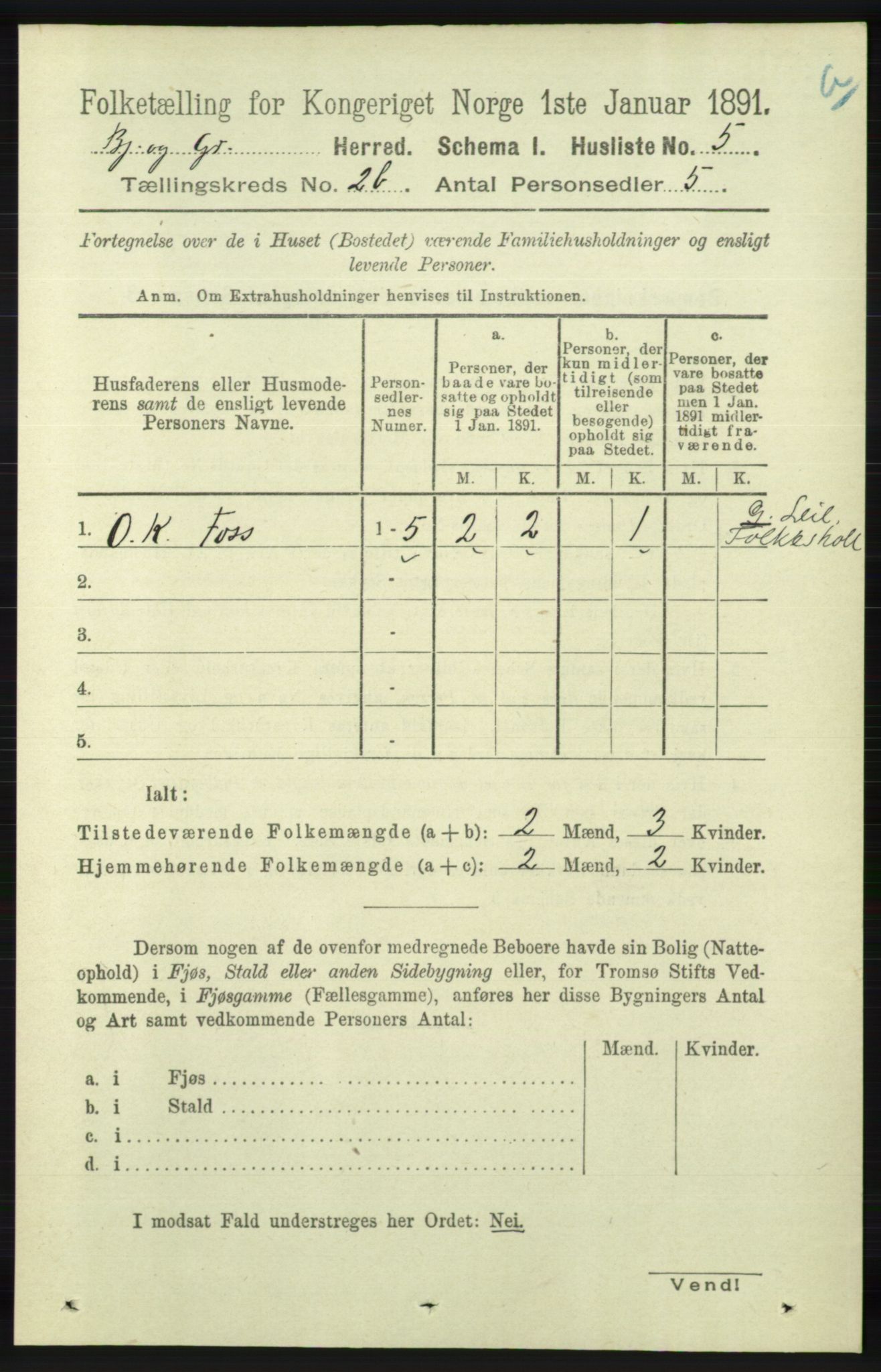 RA, 1891 census for 1024 Bjelland og Grindheim, 1891, p. 1081