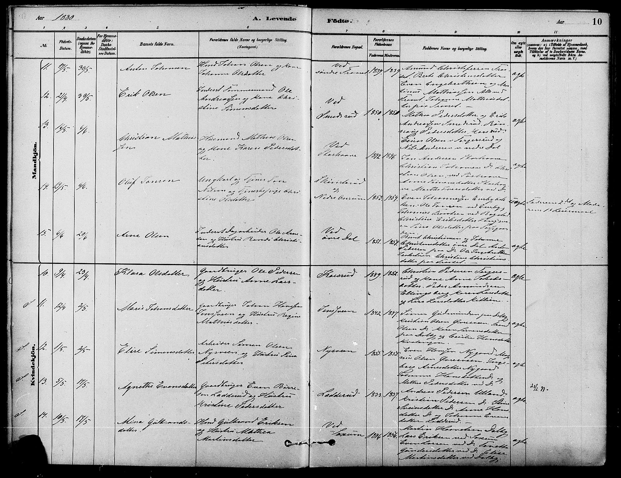 Fåberg prestekontor, AV/SAH-PREST-086/H/Ha/Haa/L0008: Parish register (official) no. 8, 1879-1898, p. 10