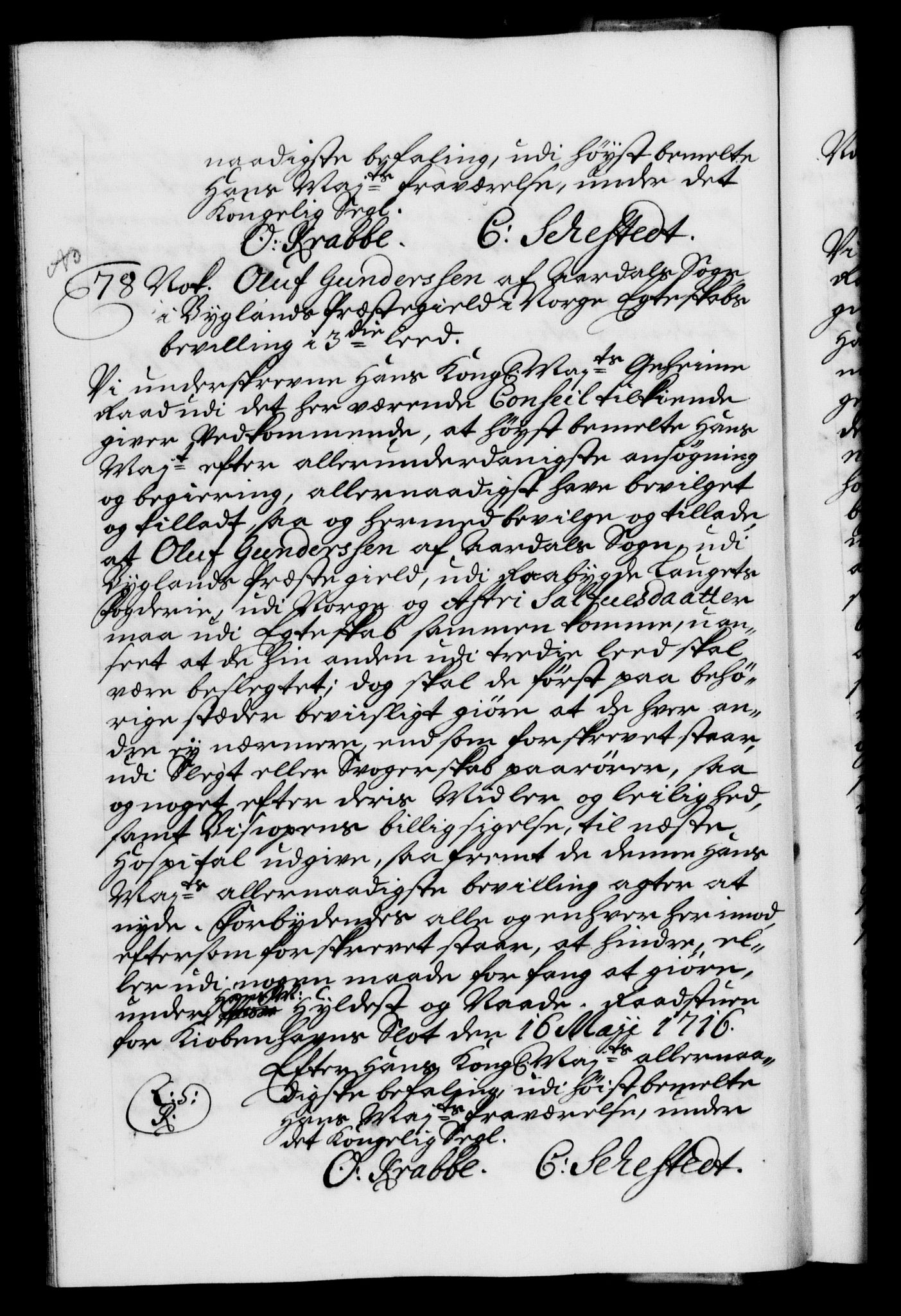 Danske Kanselli 1572-1799, AV/RA-EA-3023/F/Fc/Fca/Fcaa/L0022: Norske registre, 1716-1719, p. 41b