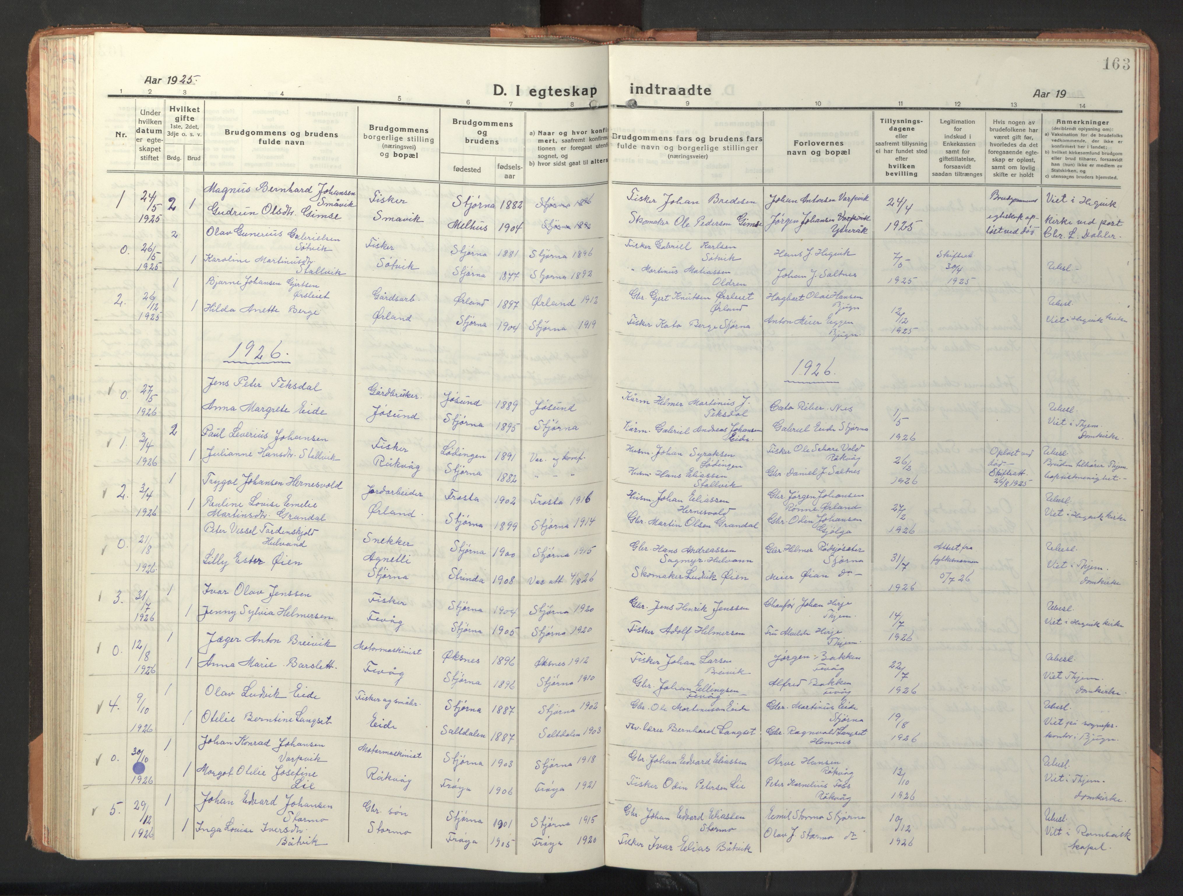 Ministerialprotokoller, klokkerbøker og fødselsregistre - Sør-Trøndelag, AV/SAT-A-1456/653/L0658: Parish register (copy) no. 653C02, 1919-1947, p. 163