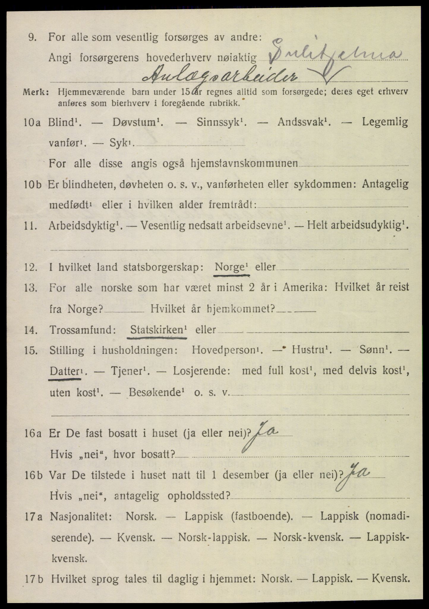 SAT, 1920 census for Fauske, 1920, p. 10451