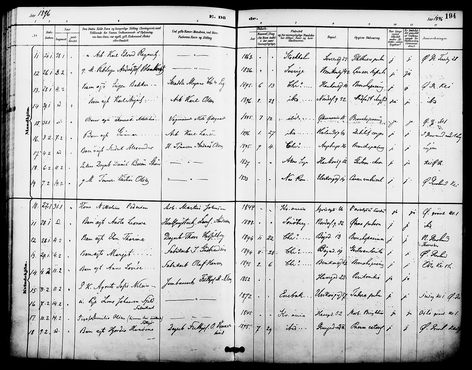 Kampen prestekontor Kirkebøker, AV/SAO-A-10853/F/Fa/L0008: Parish register (official) no. I 8, 1892-1902, p. 194