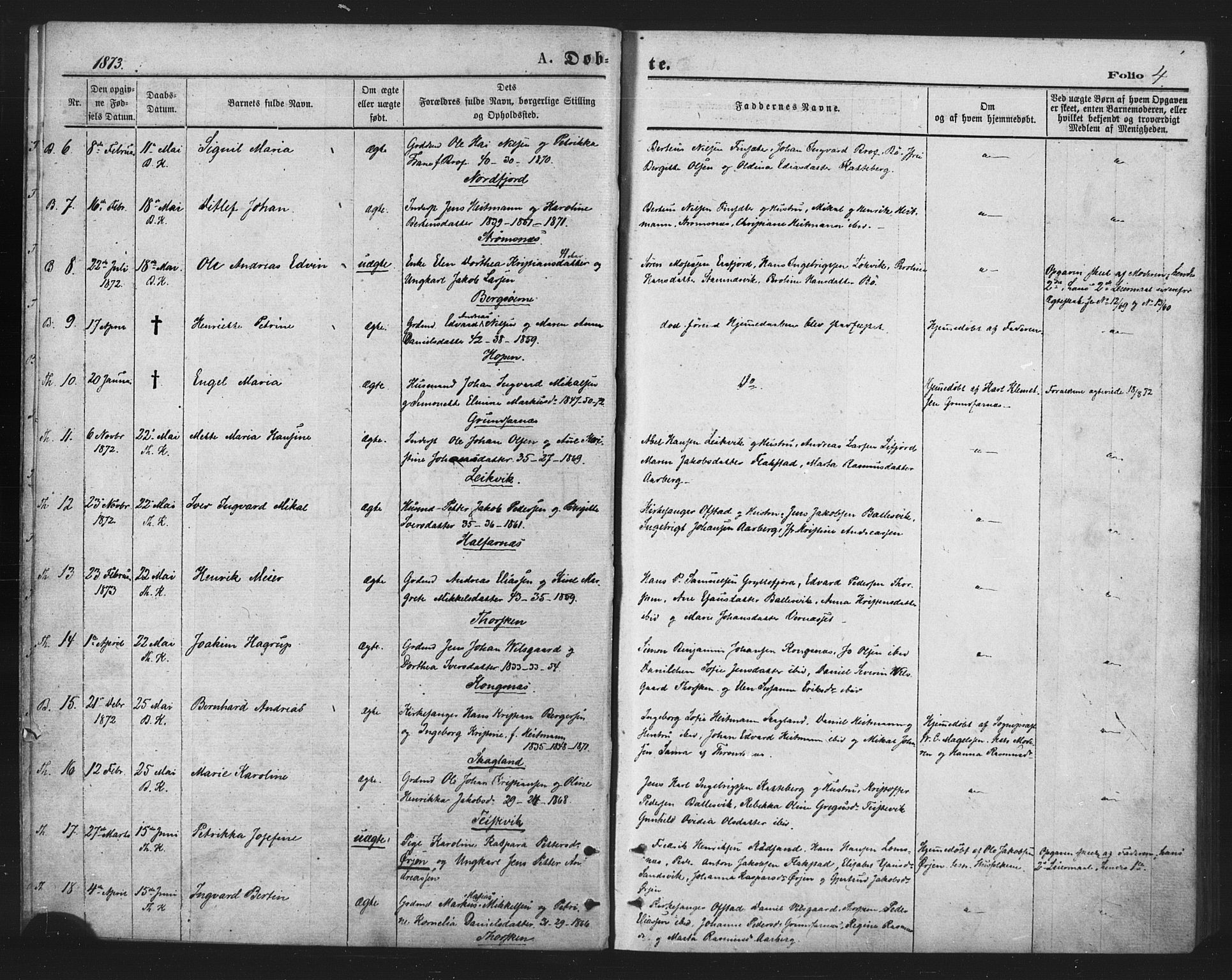 Berg sokneprestkontor, SATØ/S-1318/G/Ga/Gaa/L0003kirke: Parish register (official) no. 3, 1872-1879, p. 4