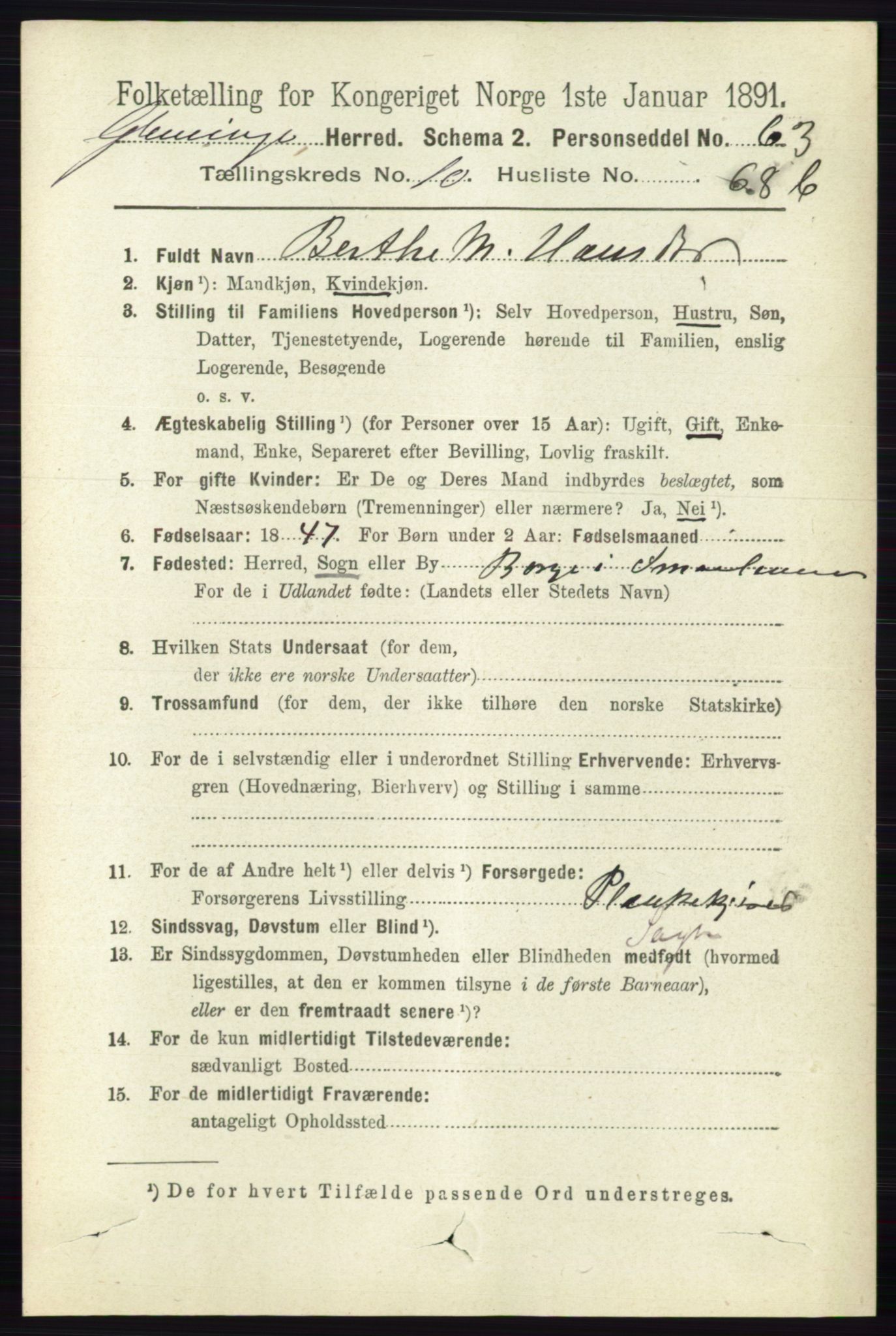 RA, 1891 census for 0132 Glemmen, 1891, p. 10518