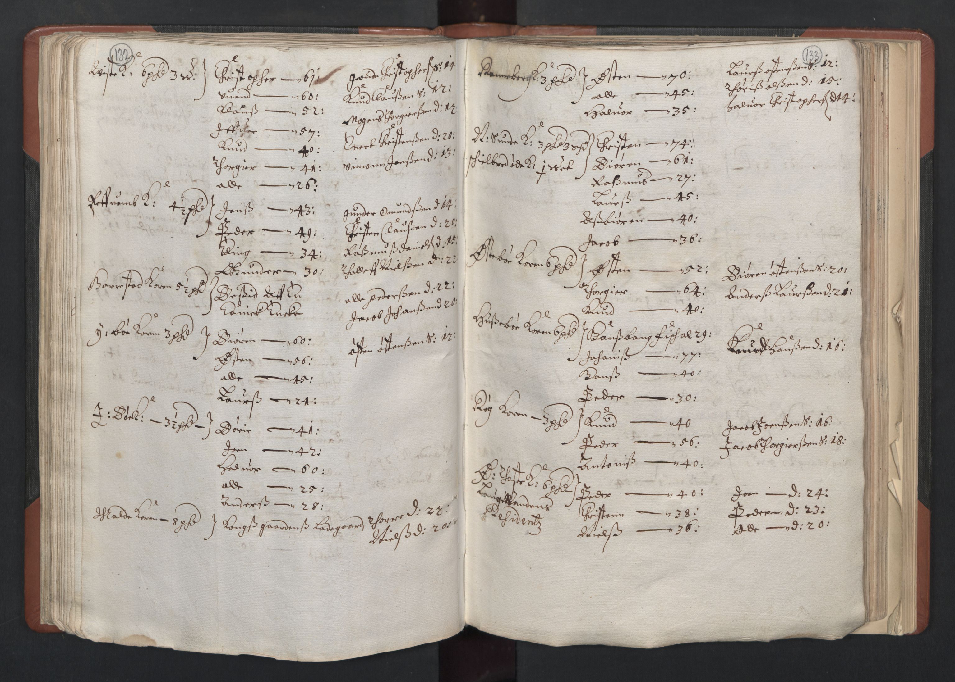 RA, Bailiff's Census 1664-1666, no. 11: Jæren and Dalane fogderi, 1664, p. 132-133