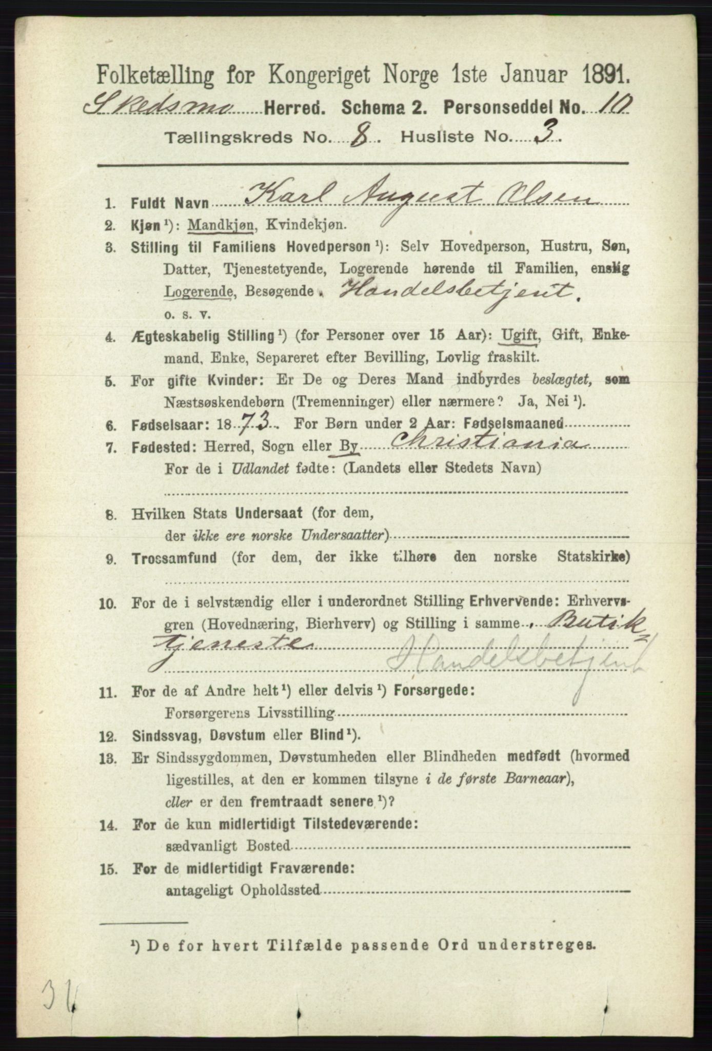 RA, 1891 census for 0231 Skedsmo, 1891, p. 4050