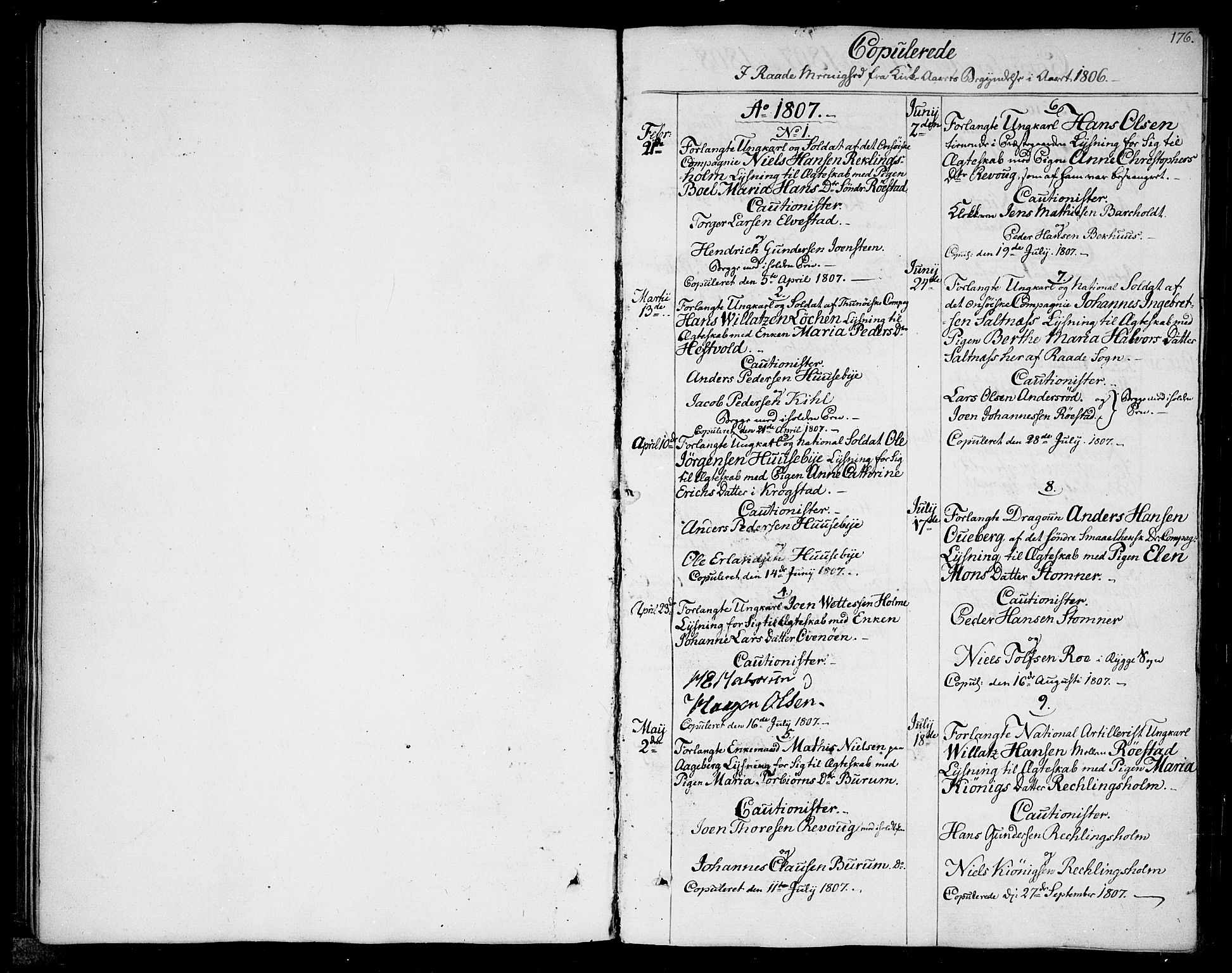 Råde prestekontor kirkebøker, AV/SAO-A-2009/F/Fa/L0003: Parish register (official) no. 3, 1806-1814, p. 176