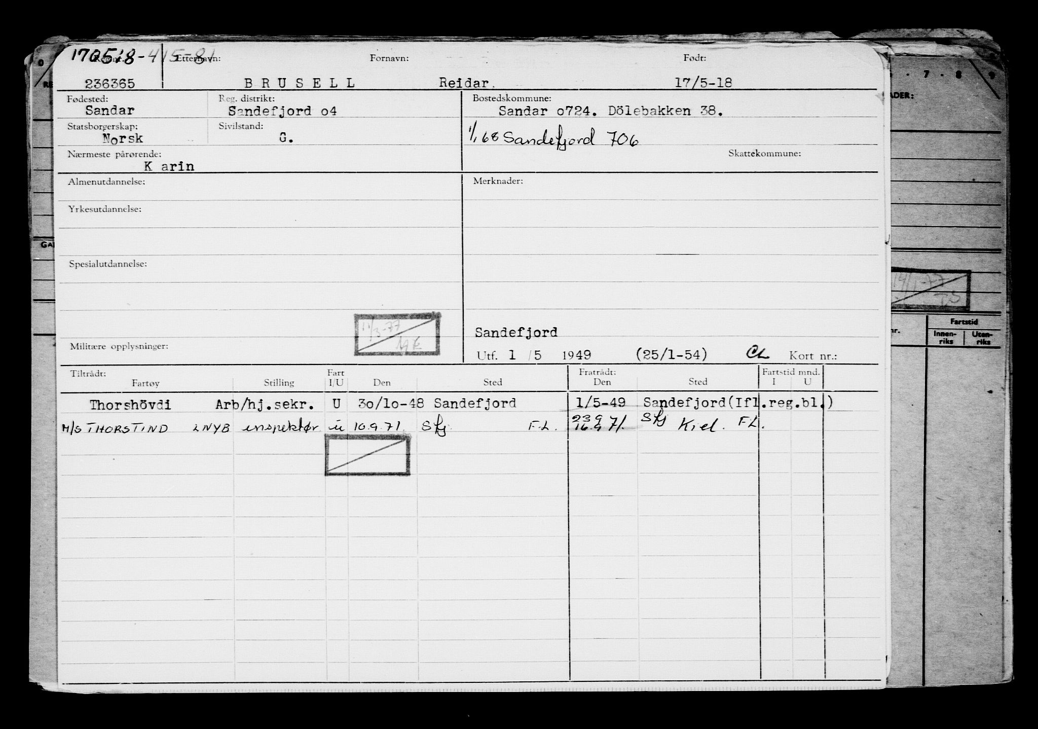 Direktoratet for sjømenn, AV/RA-S-3545/G/Gb/L0158: Hovedkort, 1918, p. 354