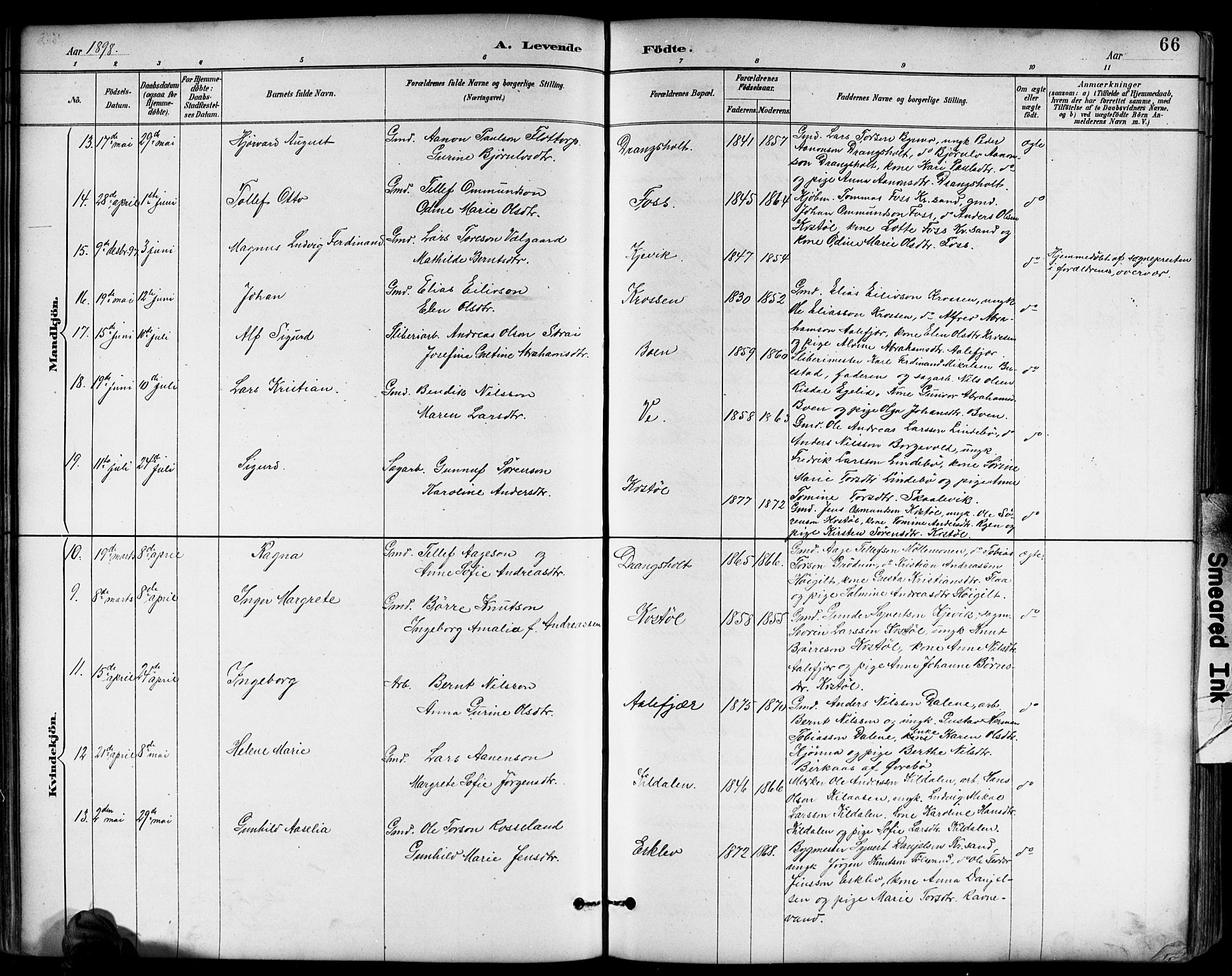 Tveit sokneprestkontor, AV/SAK-1111-0043/F/Fb/L0004: Parish register (copy) no. B 4, 1887-1914, p. 66