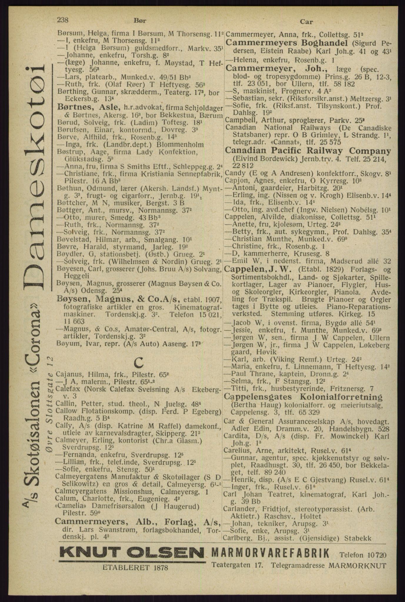 Kristiania/Oslo adressebok, PUBL/-, 1929, p. 238
