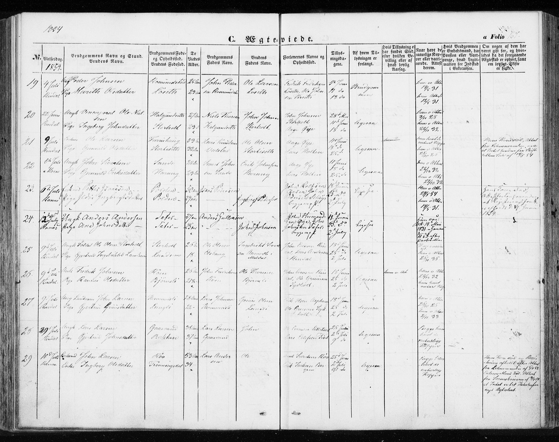 Ministerialprotokoller, klokkerbøker og fødselsregistre - Møre og Romsdal, AV/SAT-A-1454/595/L1044: Parish register (official) no. 595A06, 1852-1863, p. 167