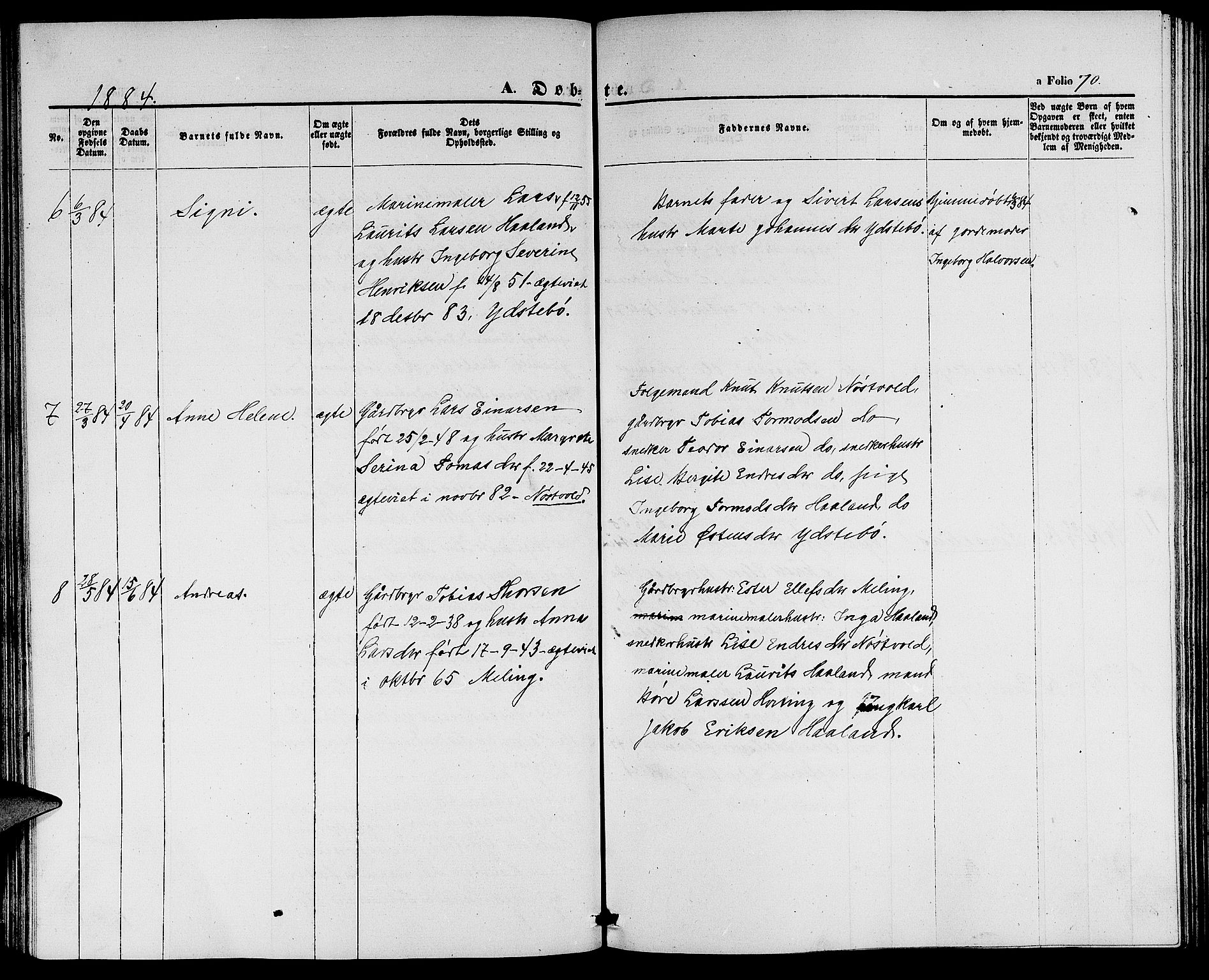 Rennesøy sokneprestkontor, SAST/A -101827/H/Ha/Hab/L0003: Parish register (copy) no. B 3, 1855-1888, p. 70