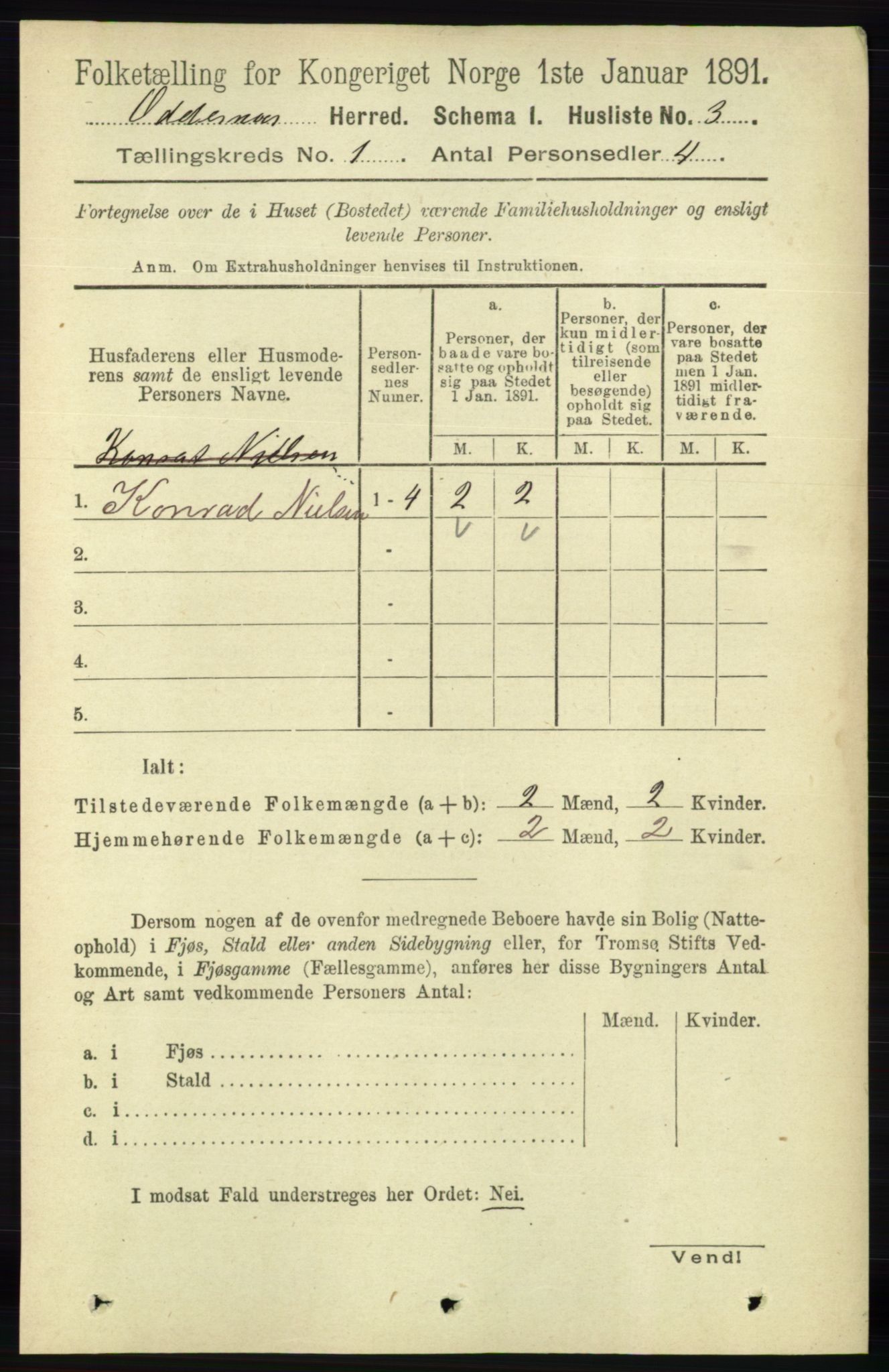 RA, 1891 census for 1012 Oddernes, 1891, p. 40